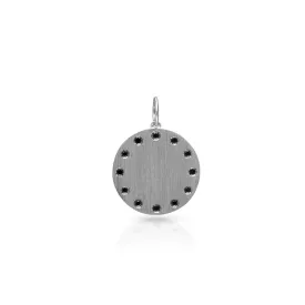14KT Matte White Gold Black Diamond Jacques Medallion Charm