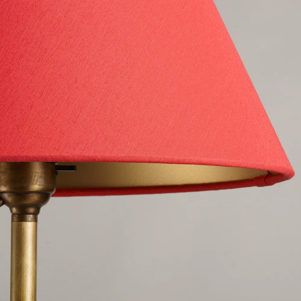 16cm empire lampshade in red silk with glasgow gold interior