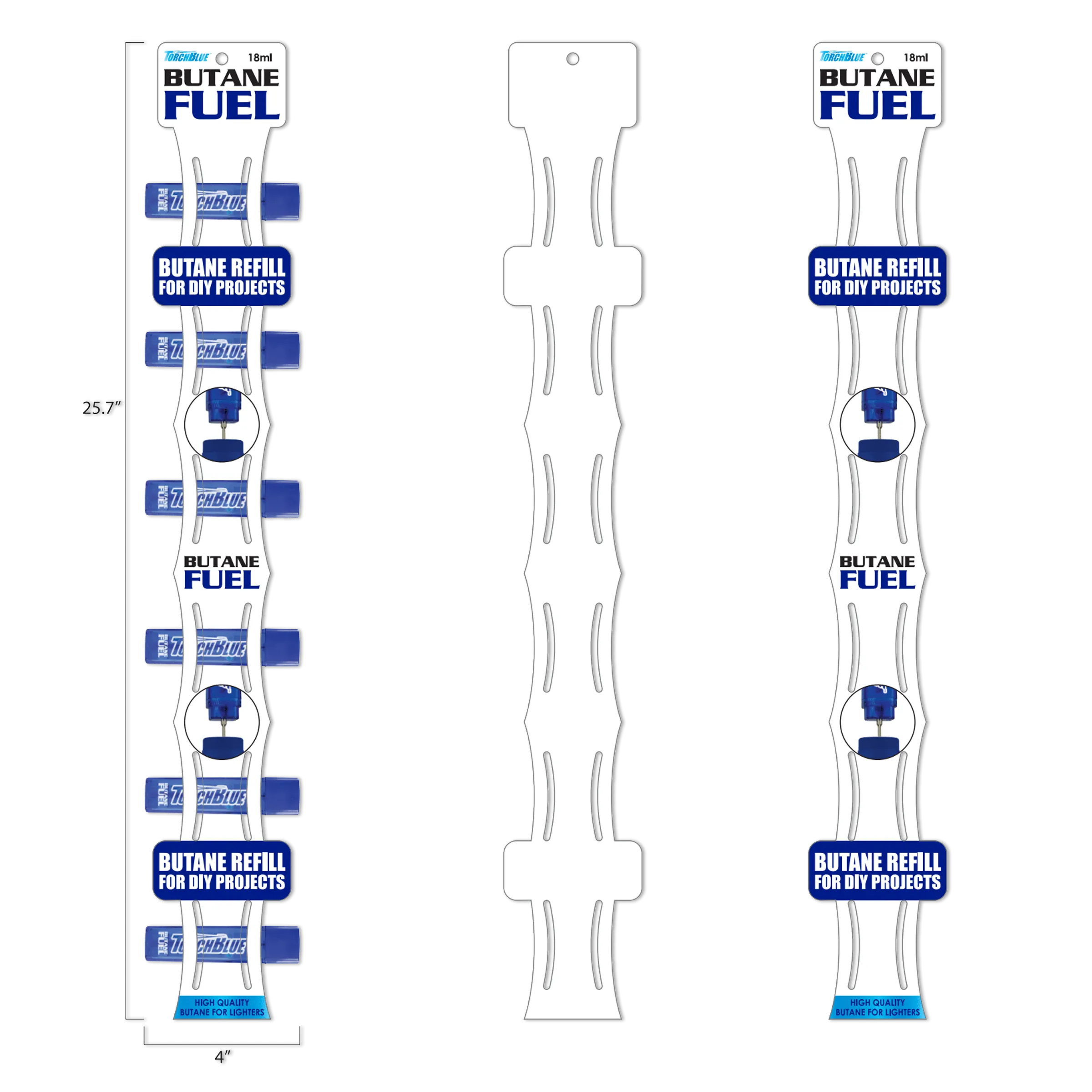 18ML Bulk Torch Blue Butane Refill with Merchandising Hang Strip - 6 Pieces Per Retail Ready Display 41554
