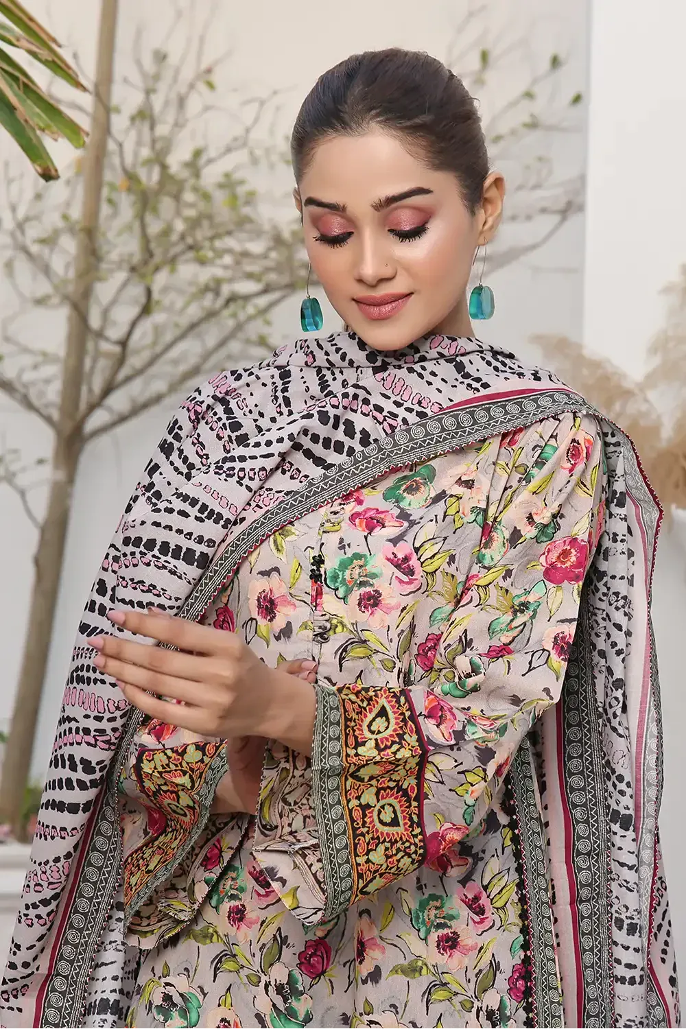 2PC Stitched Printed Lawn Shirt and Dupatta KSD-2512