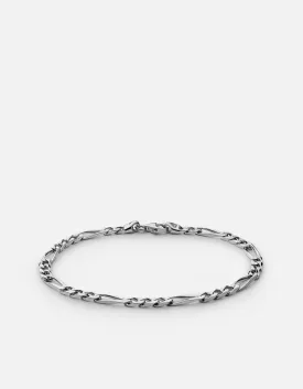 3mm Figaro Chain Bracelet, Sterling Silver