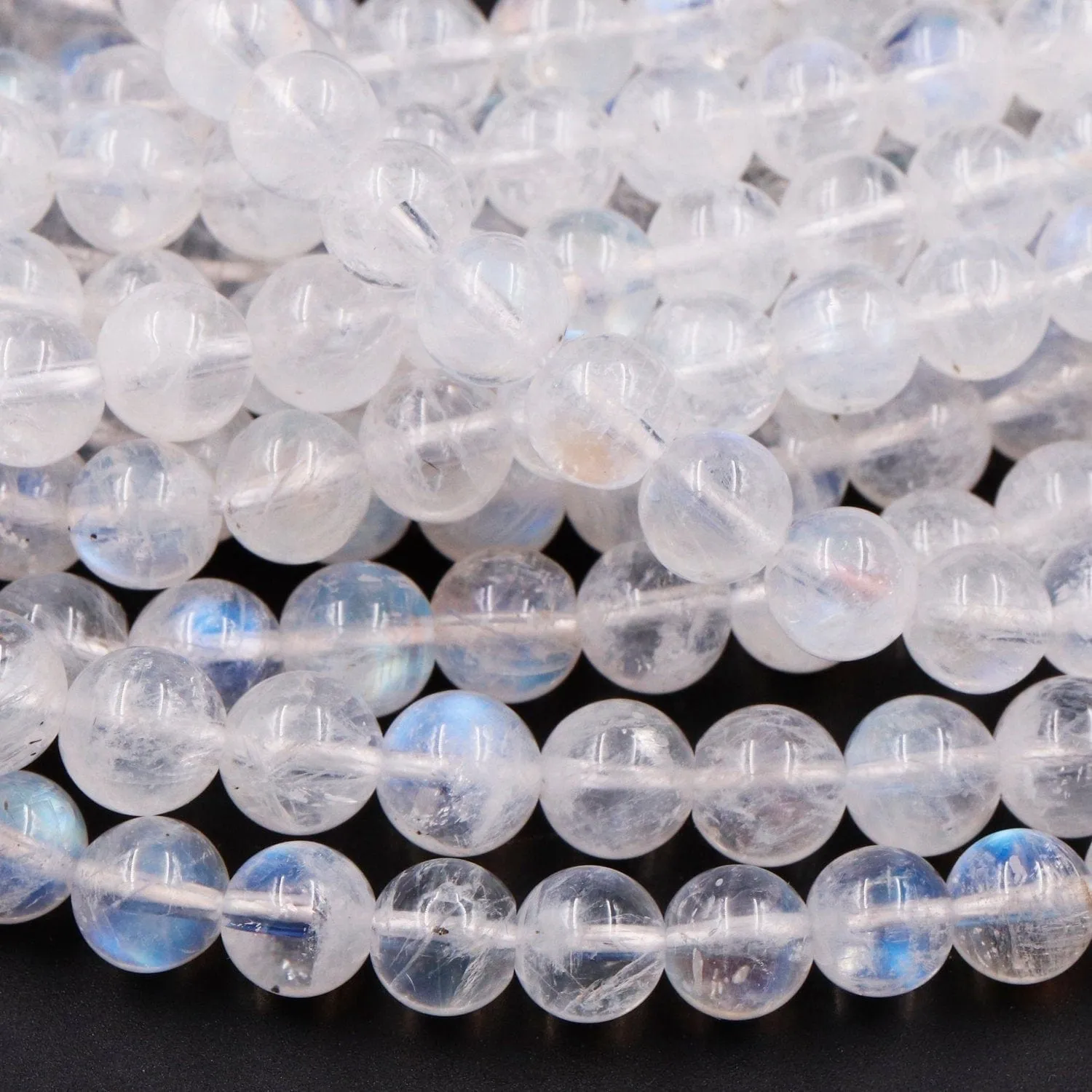 A Grade Flashy Blue Fire~ Natural Rainbow Moonstone Round Beads 4mm 5mm 6mm High Quality Small Blue Moonstone Gemstone 16" Strand