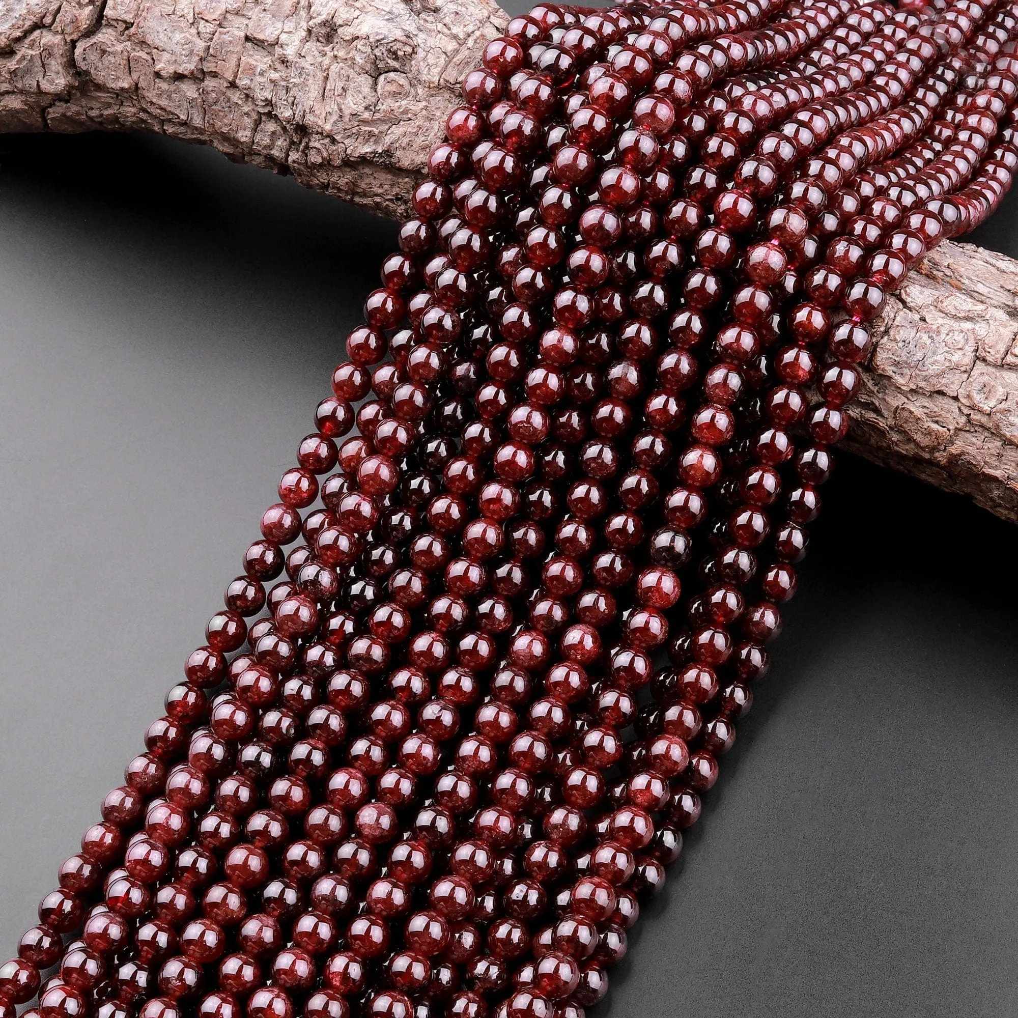 AA Natural Red Garnet 3mm 4mm 6mm 8mm 10mm Round Beads 15.5" Strand