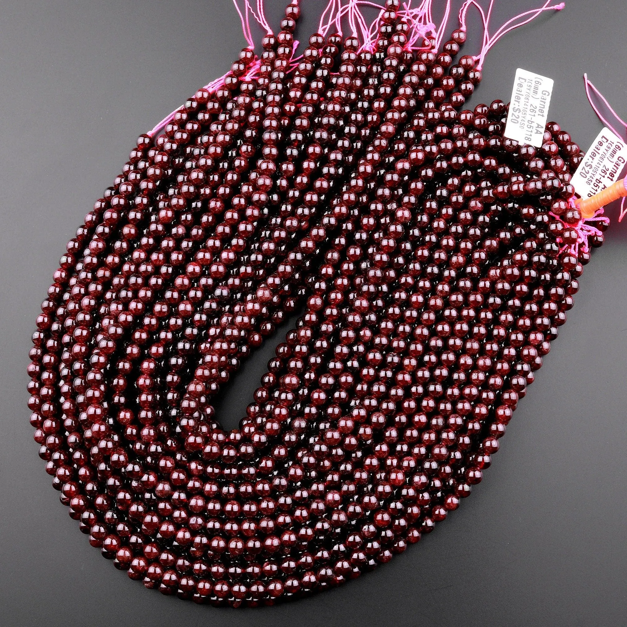 AA Natural Red Garnet 3mm 4mm 6mm 8mm 10mm Round Beads 15.5" Strand