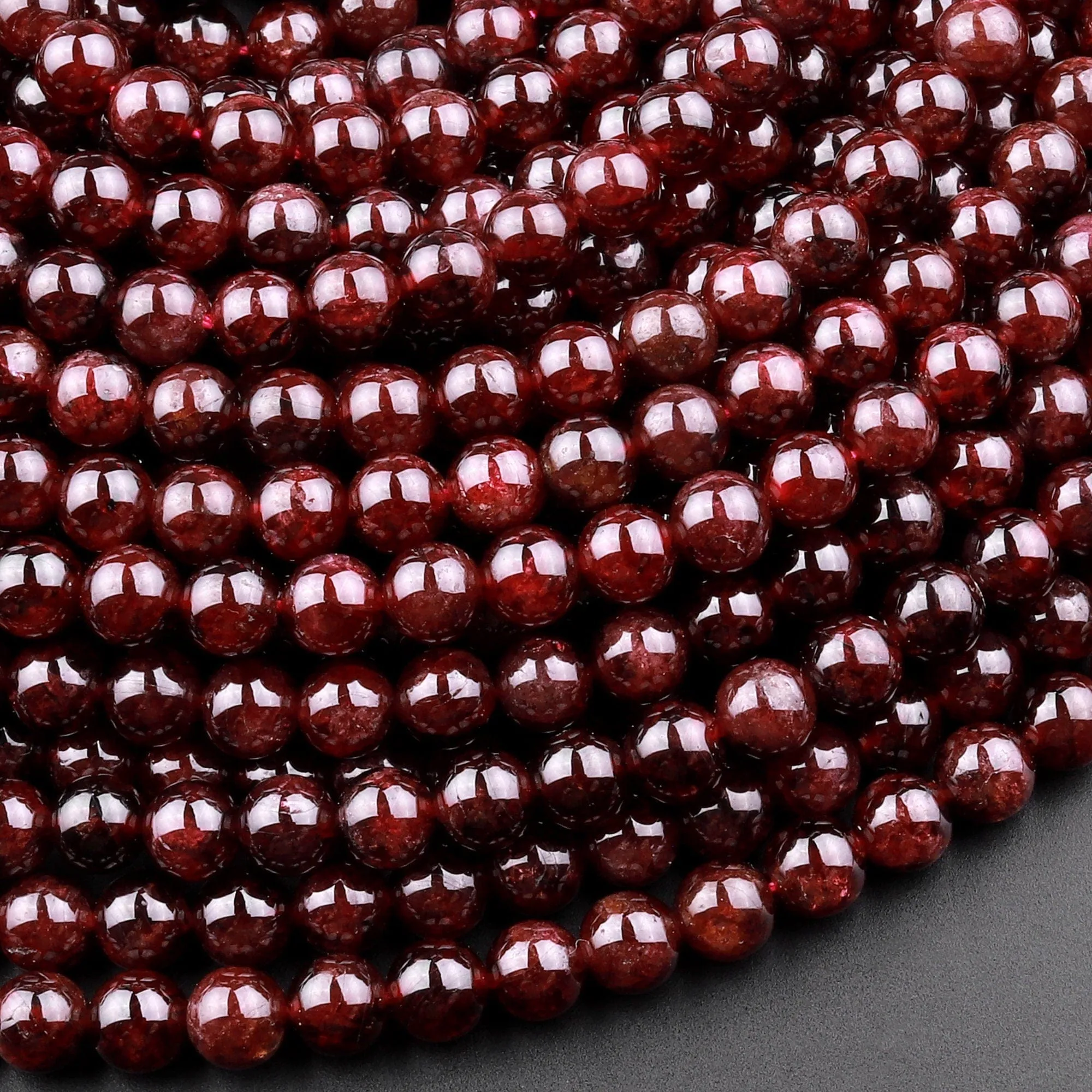 AA Natural Red Garnet 3mm 4mm 6mm 8mm 10mm Round Beads 15.5" Strand
