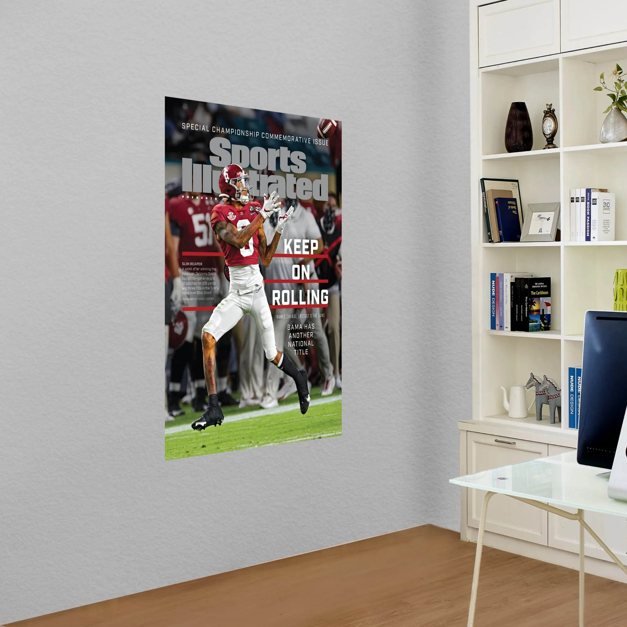Alabama Crimson Tide: DeVonta Smith January 2021 Championship Commemorative Sports Illustrated Cover - Officially Licensed NCAA Removable Adhesive Decal