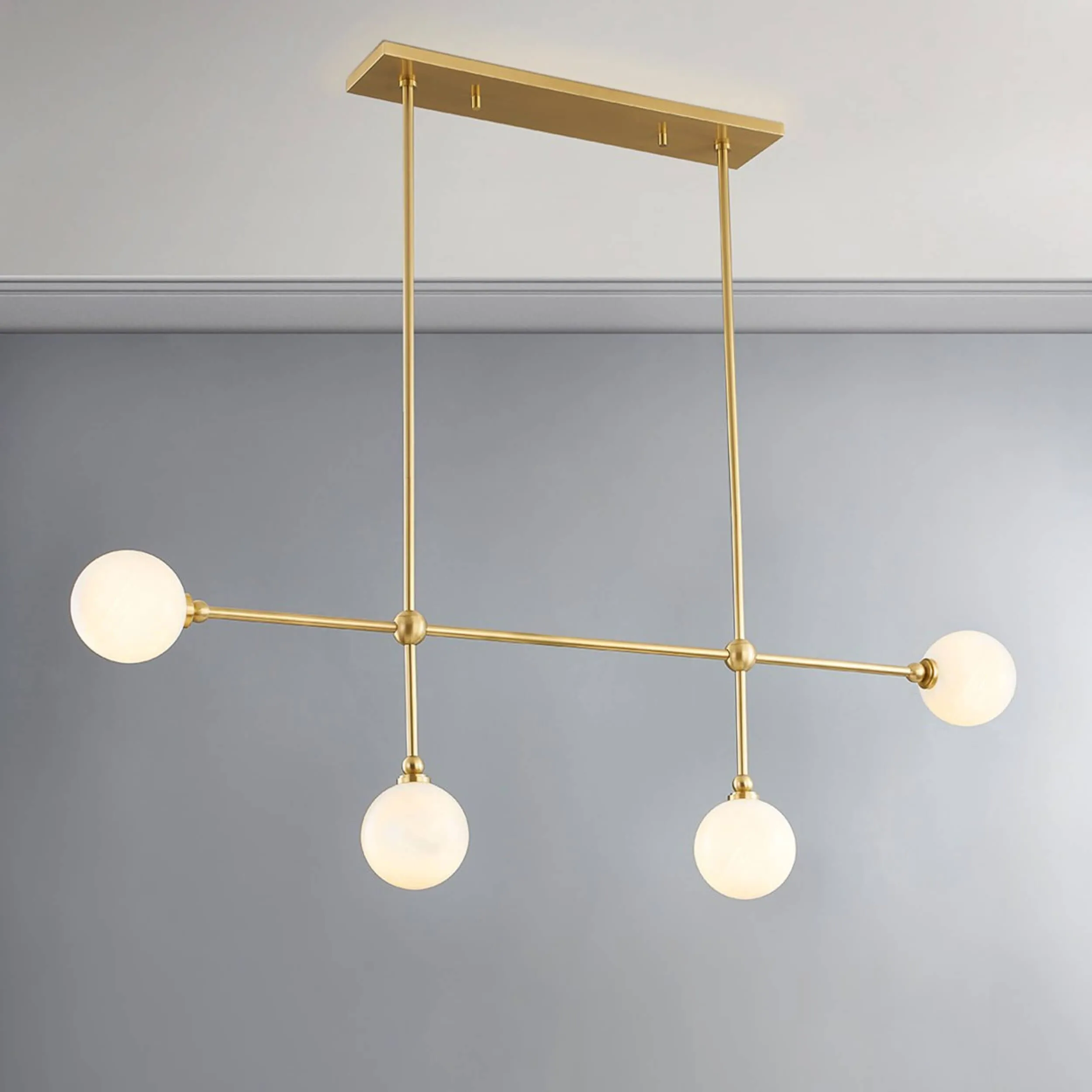 Andrews Linear Chandelier, Aged Brass