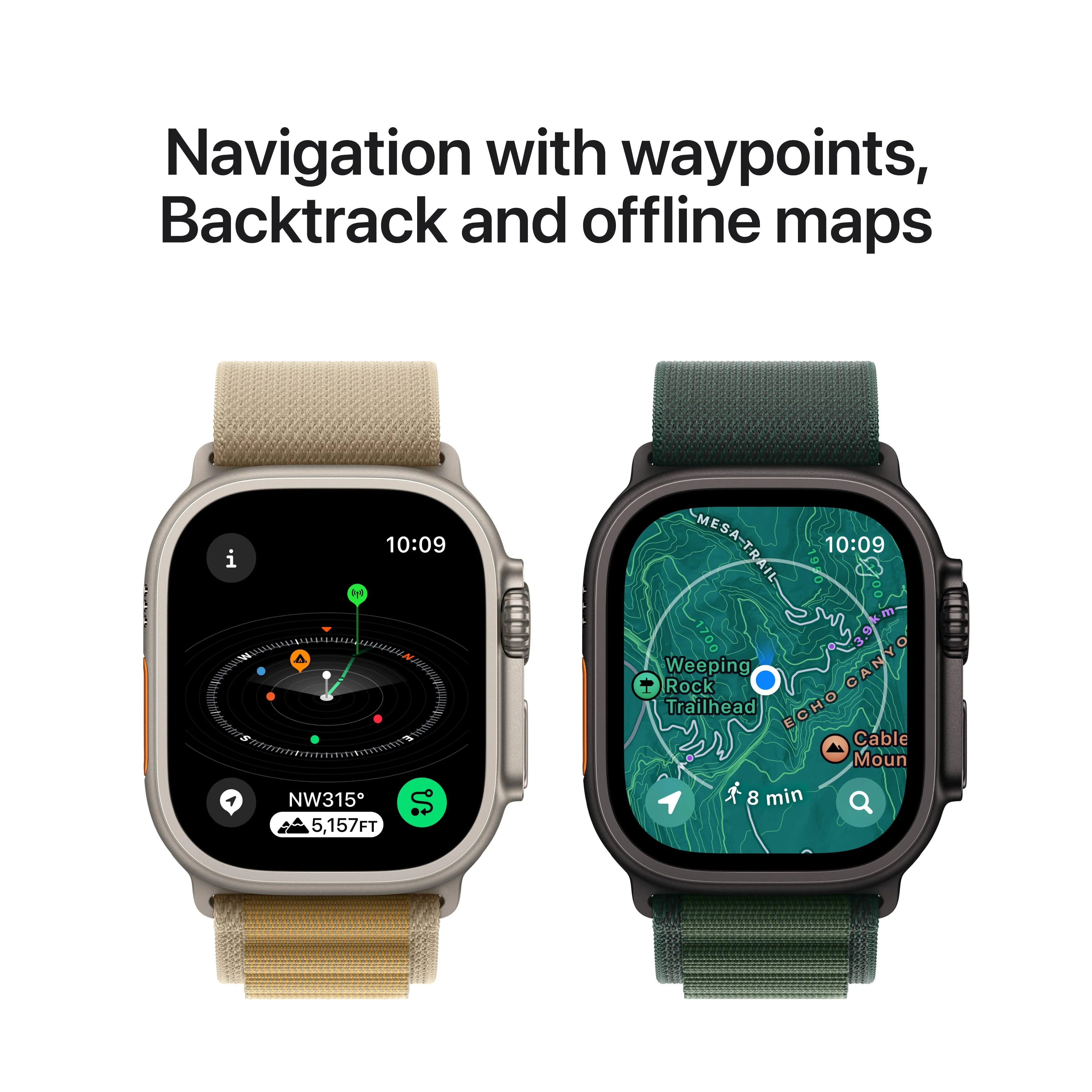 Apple Watch Ultra 2 GPS   Cellular 49mm Black Titanium Case with Dark Green Alpine Loop - M