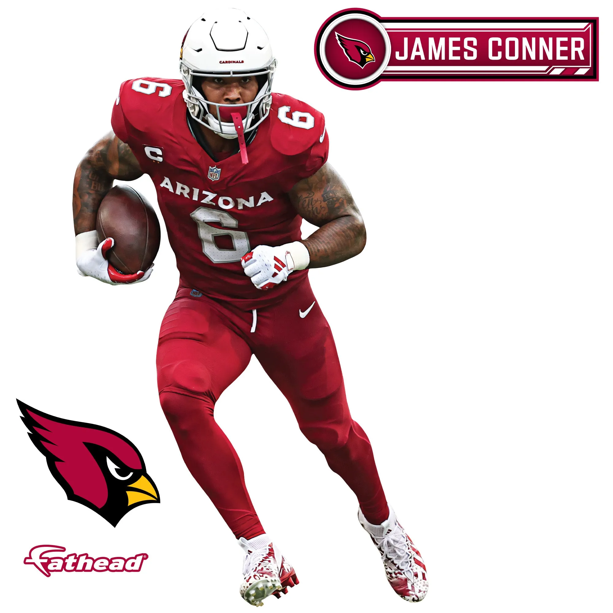Arizona Cardinals: James Conner         - Officially Licensed NFL Removable     Adhesive Decal