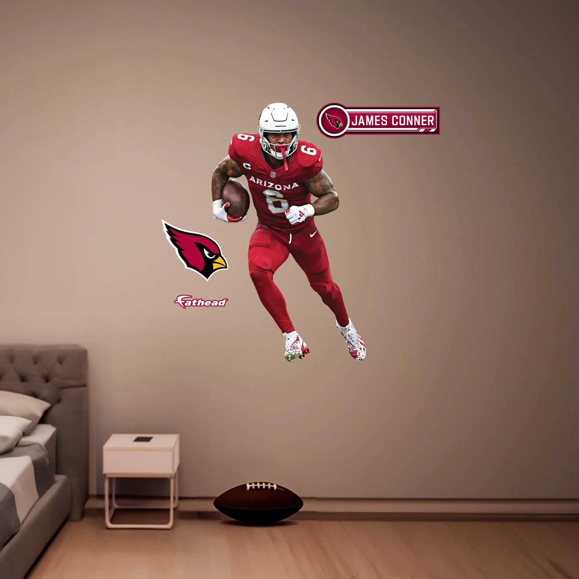 Arizona Cardinals: James Conner         - Officially Licensed NFL Removable     Adhesive Decal