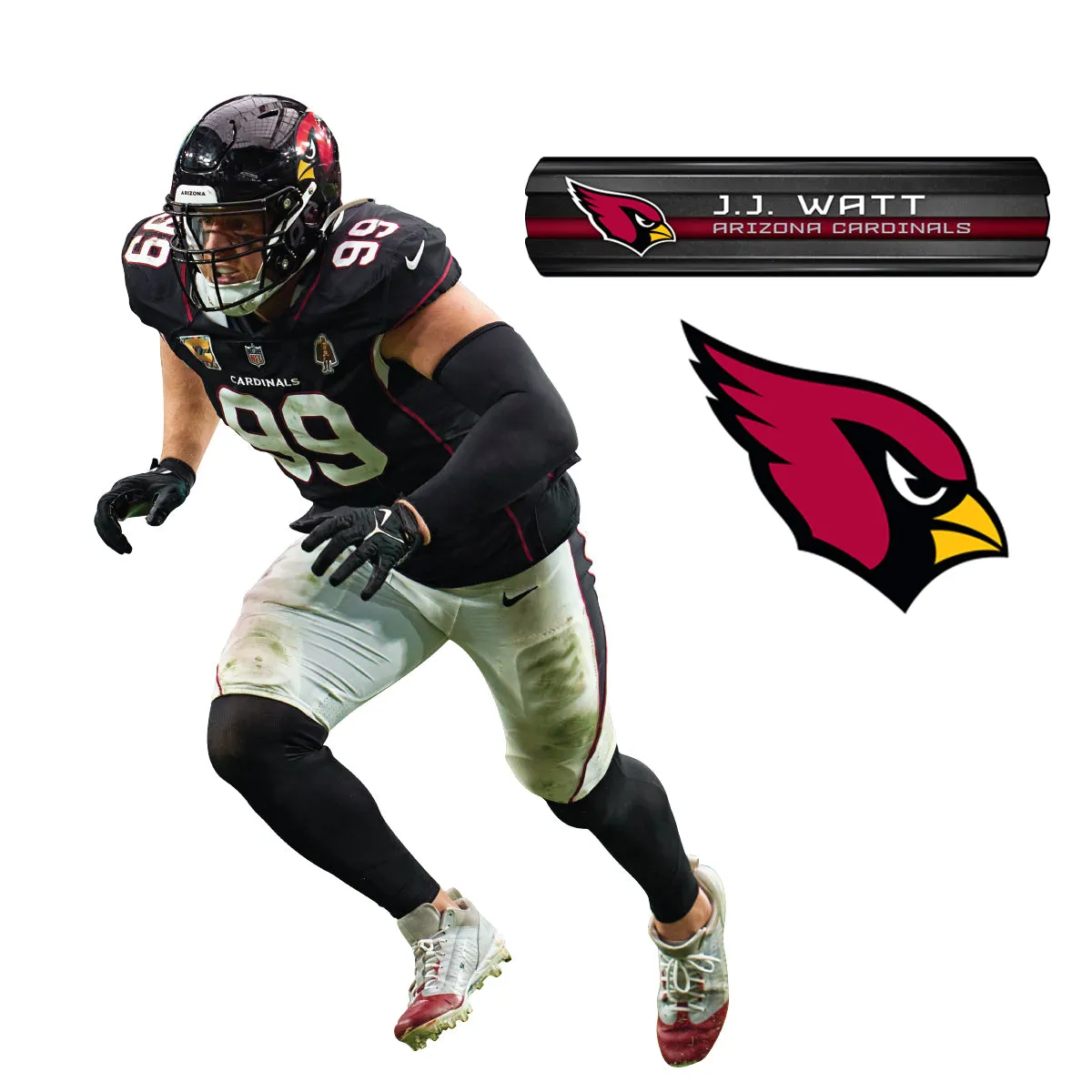 Arizona Cardinals: J.J. Watt  Black Jersey        - Officially Licensed NFL Removable     Adhesive Decal