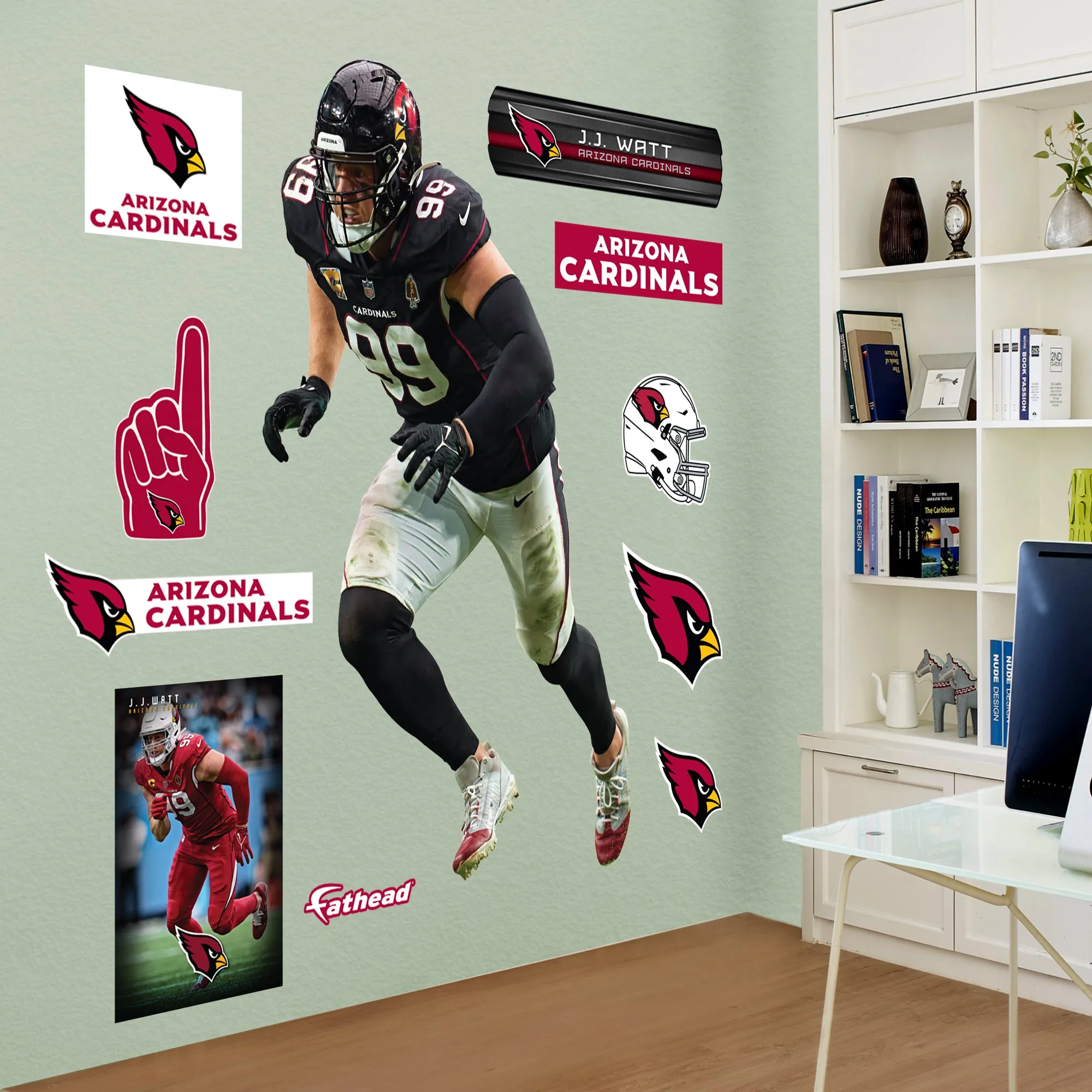 Arizona Cardinals: J.J. Watt  Black Jersey        - Officially Licensed NFL Removable     Adhesive Decal