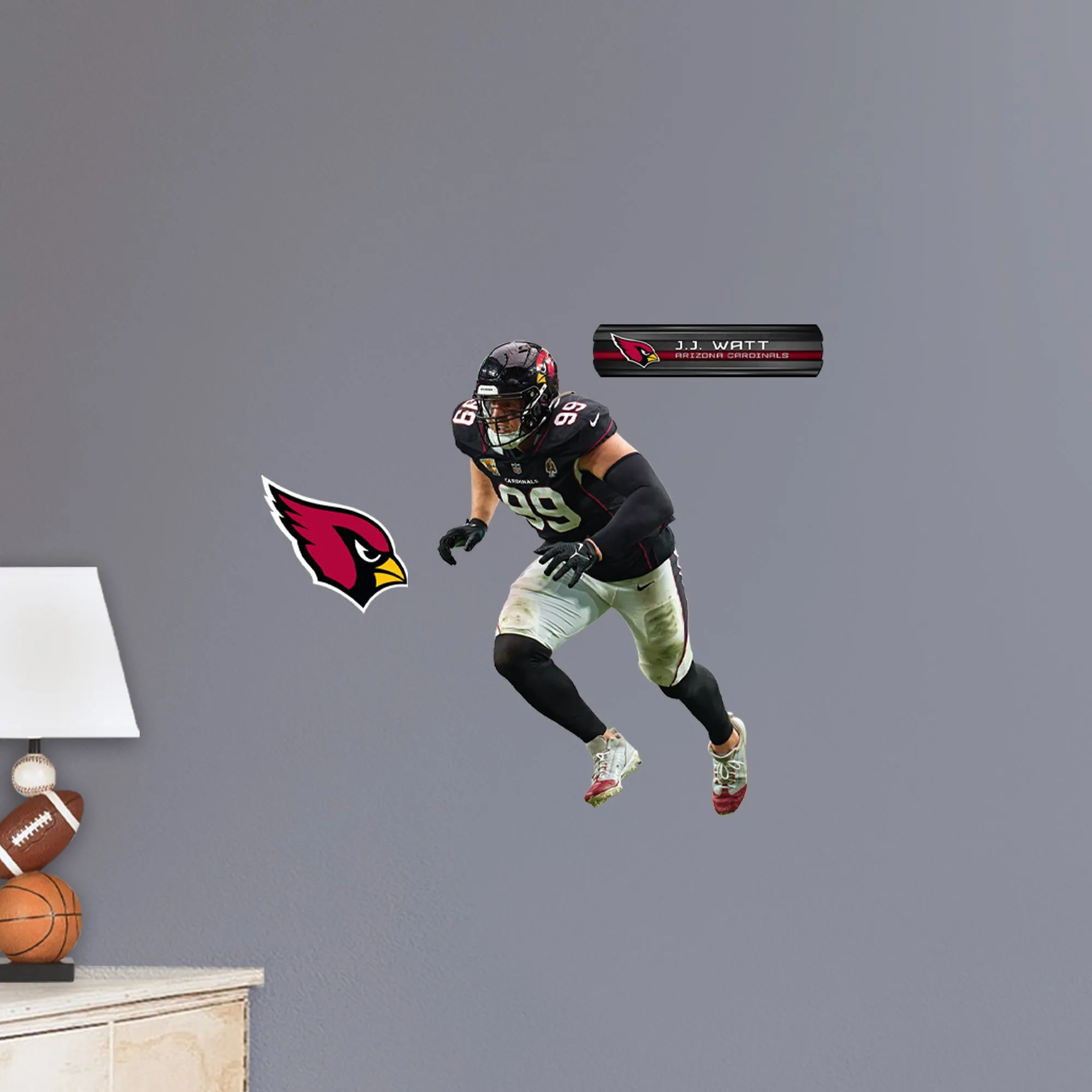 Arizona Cardinals: J.J. Watt  Black Jersey        - Officially Licensed NFL Removable     Adhesive Decal