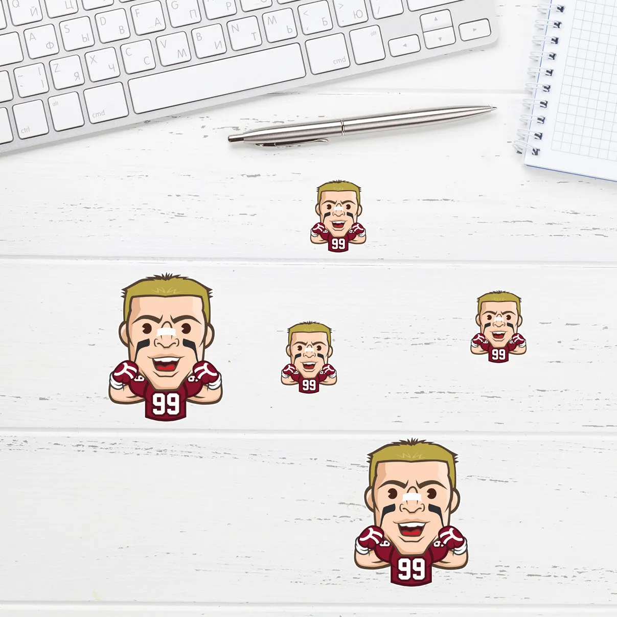 Arizona Cardinals: J.J. Watt  Emoji Minis        - Officially Licensed NFLPA Removable     Adhesive Decal
