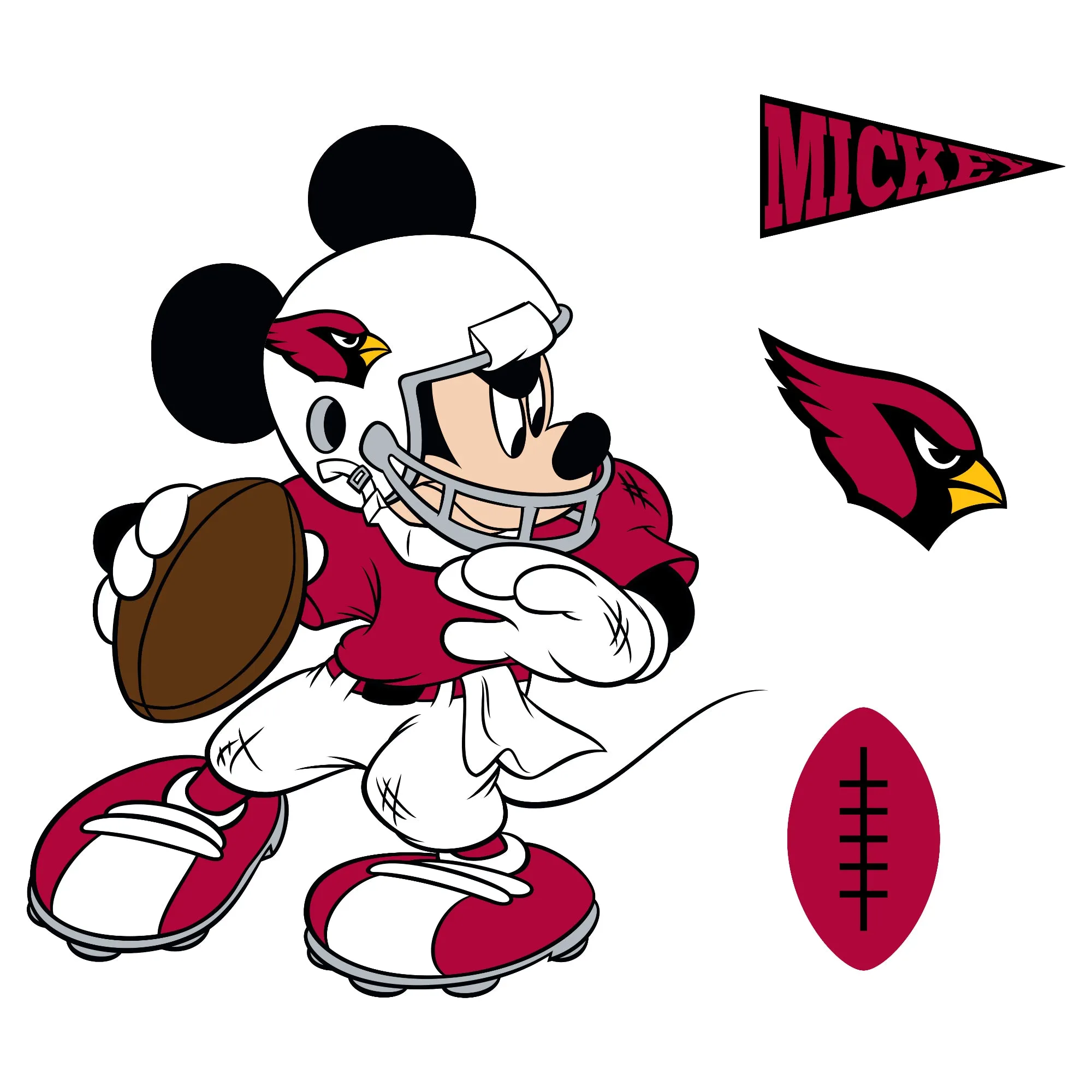 Arizona Cardinals: Mickey Mouse - Officially Licensed NFL Removable Adhesive Decal