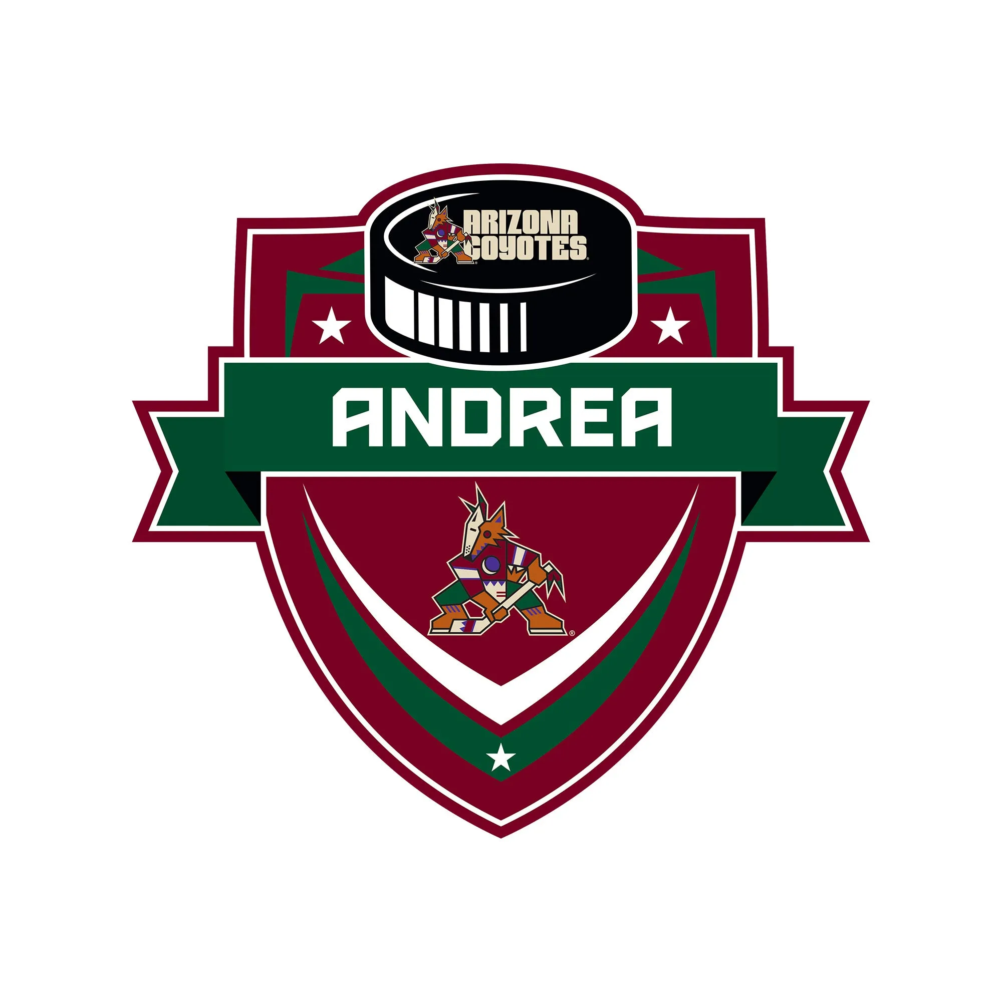 Arizona Coyotes:   Badge Personalized Name        - Officially Licensed NHL Removable     Adhesive Decal