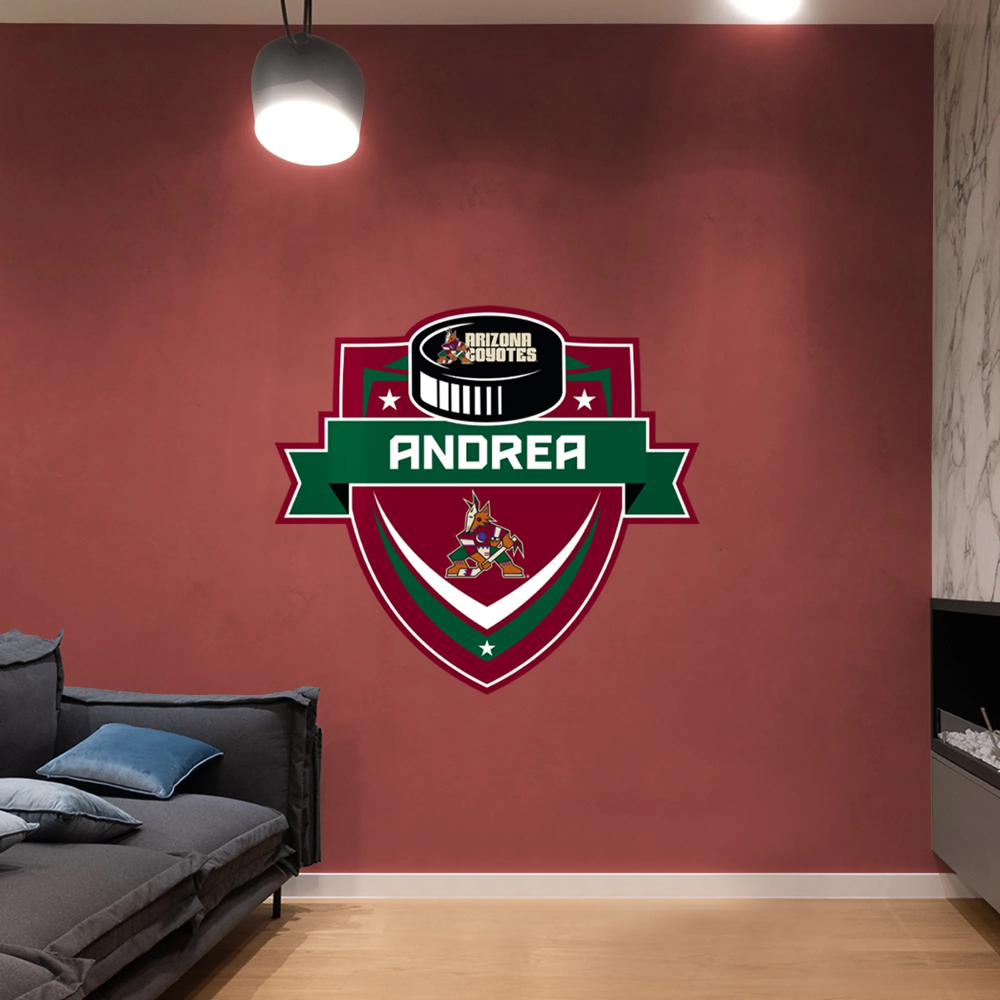 Arizona Coyotes:   Badge Personalized Name        - Officially Licensed NHL Removable     Adhesive Decal