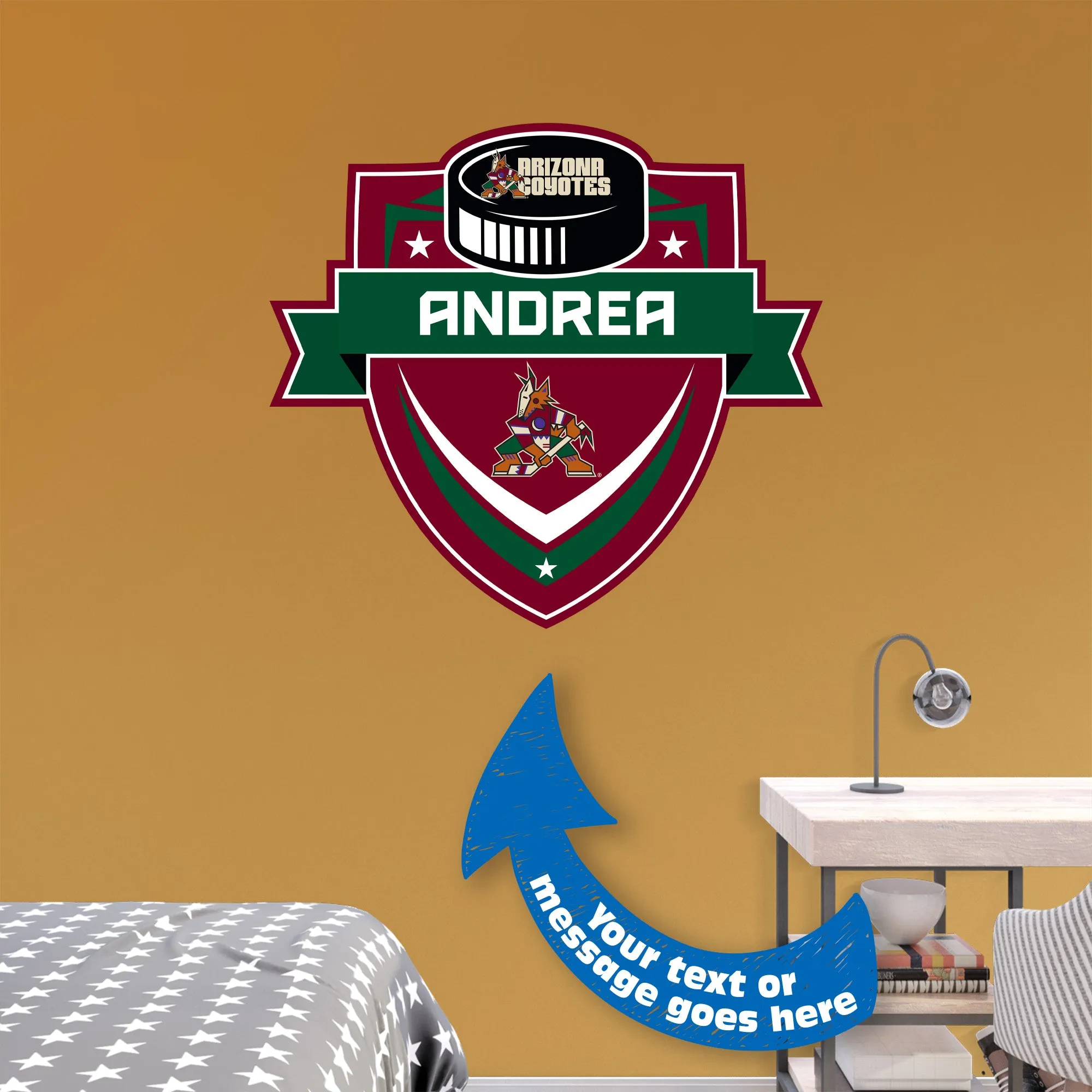 Arizona Coyotes:   Badge Personalized Name        - Officially Licensed NHL Removable     Adhesive Decal