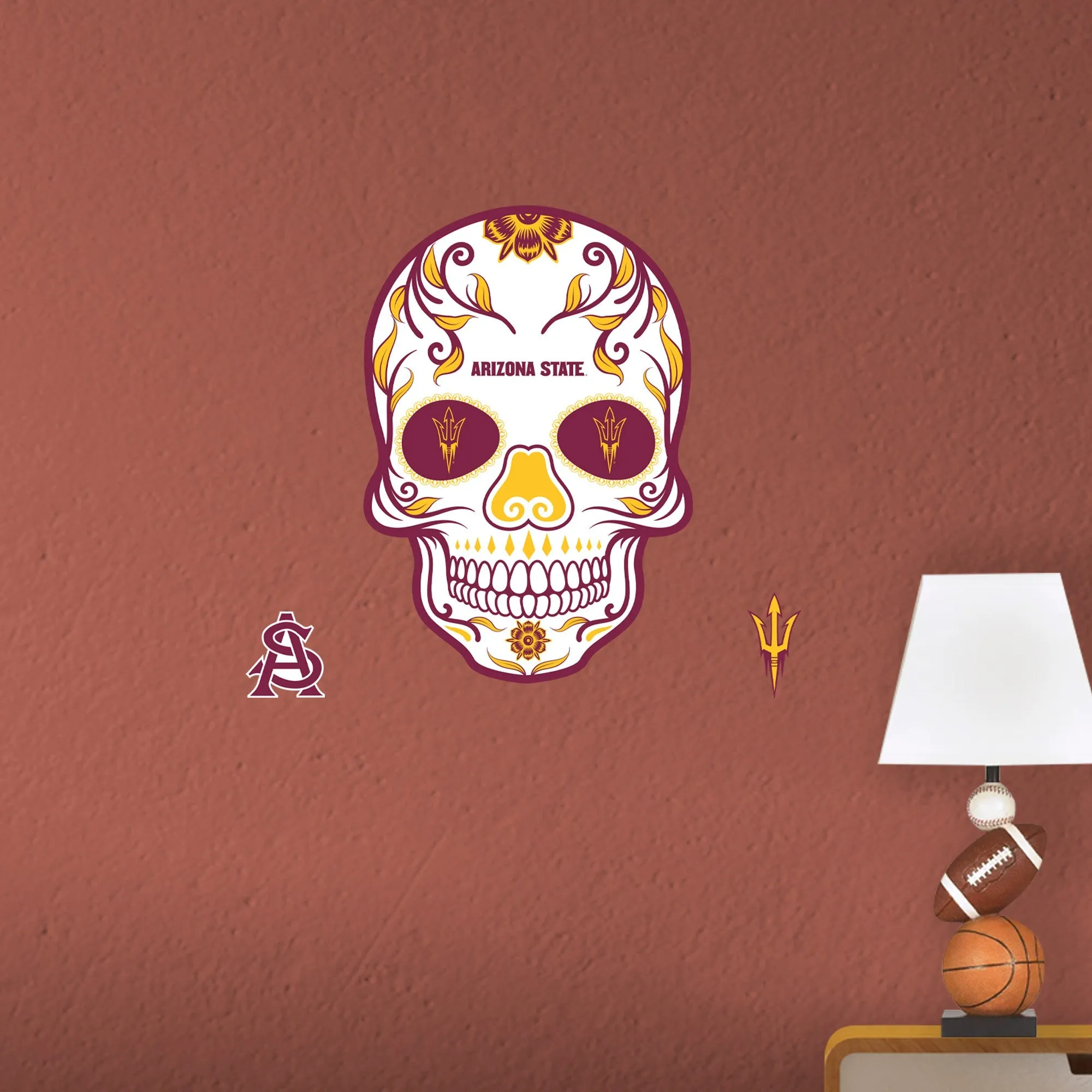 Arizona State Sun Devils:   Skull        - Officially Licensed NCAA Removable     Adhesive Decal