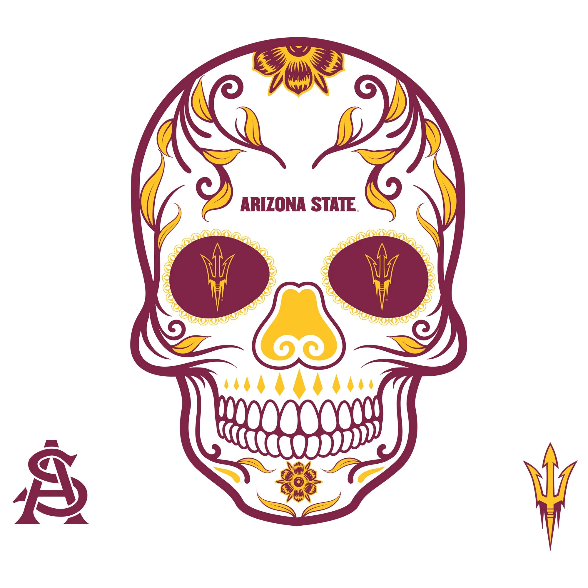 Arizona State Sun Devils:   Skull        - Officially Licensed NCAA Removable     Adhesive Decal