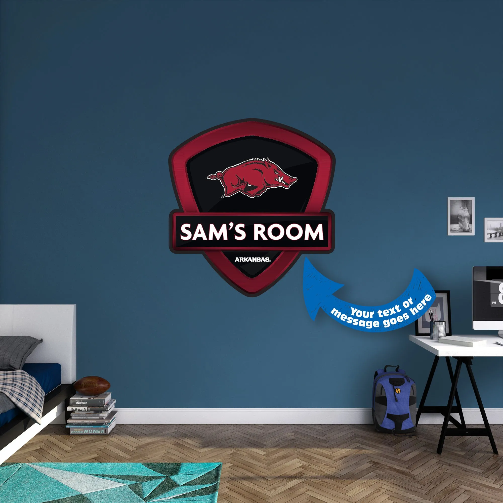 Arkansas Razorbacks:   Badge Personalized Name        - Officially Licensed NCAA Removable     Adhesive Decal