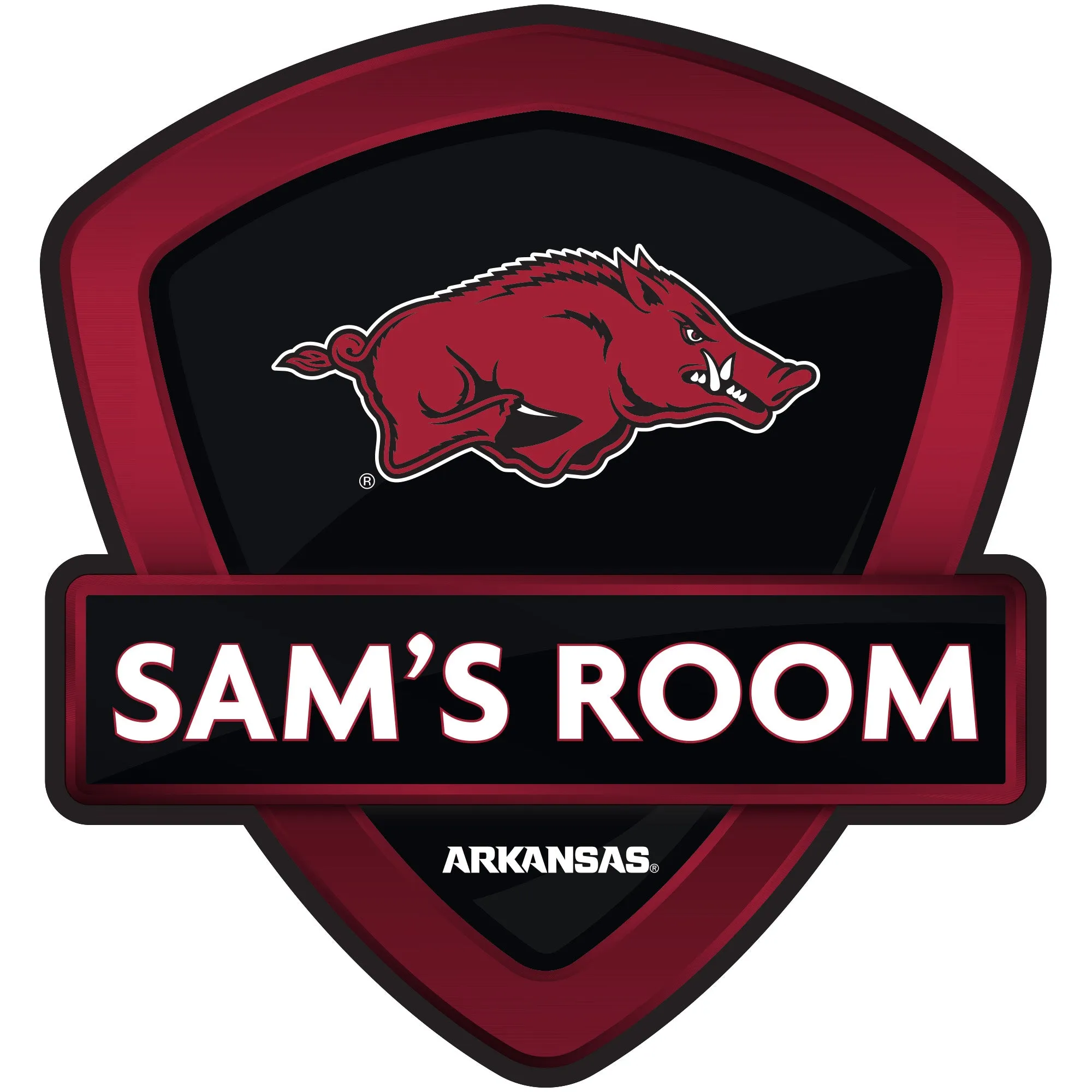 Arkansas Razorbacks:   Badge Personalized Name        - Officially Licensed NCAA Removable     Adhesive Decal