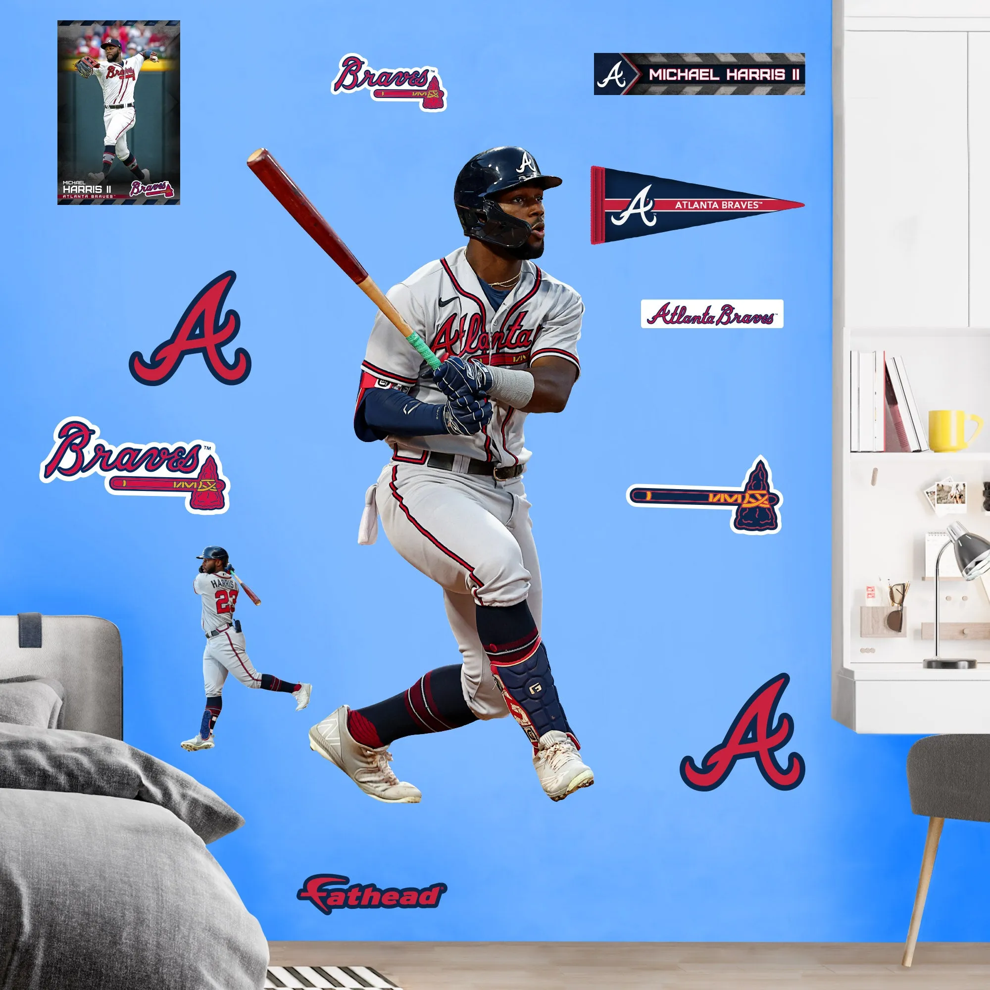 Atlanta Braves: Michael Harris II - Officially Licensed MLB Removable     Adhesive Decal