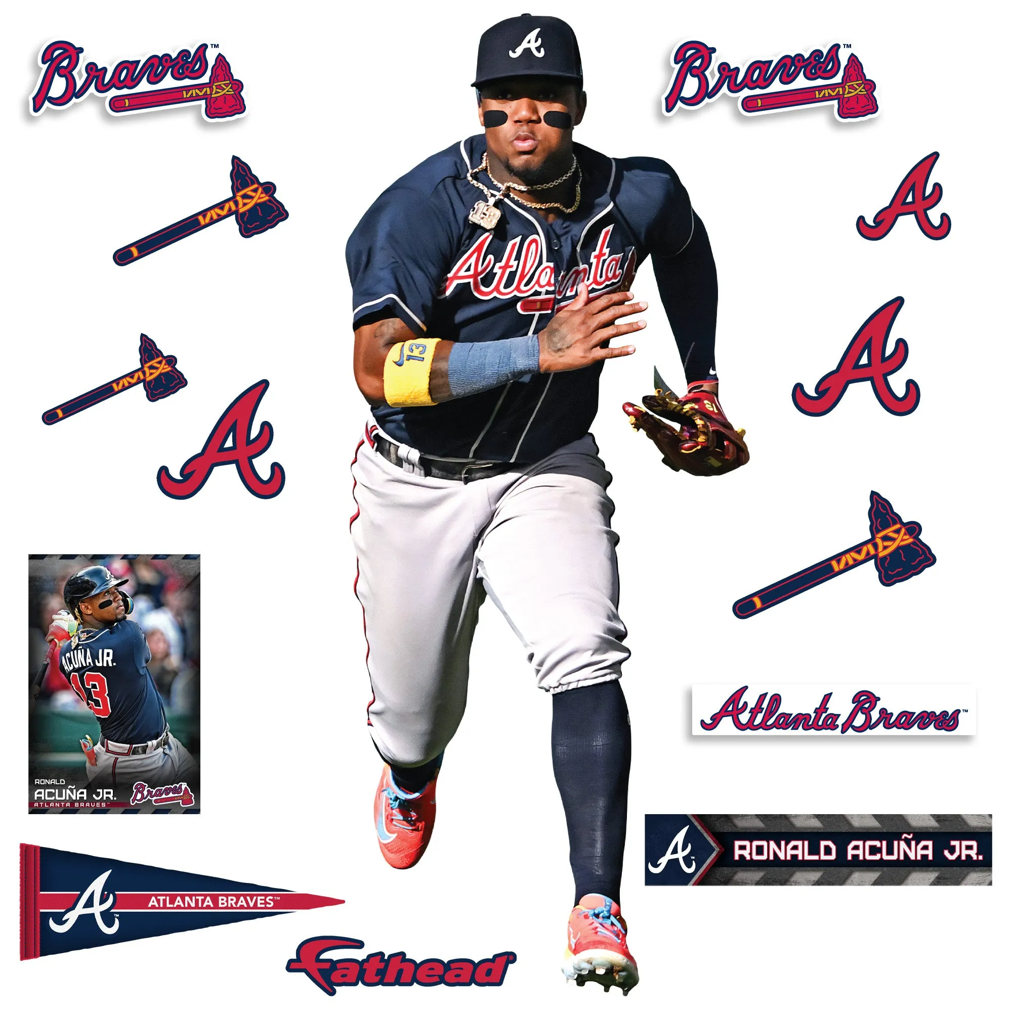 Atlanta Braves: Ronald Acuña Jr. Fielding - Officially Licensed MLB Removable Adhesive Decal