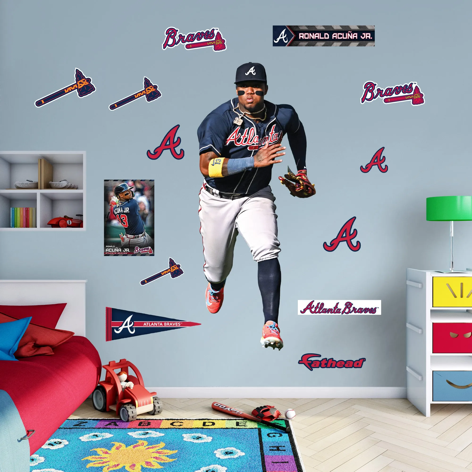 Atlanta Braves: Ronald Acuña Jr. Fielding - Officially Licensed MLB Removable Adhesive Decal