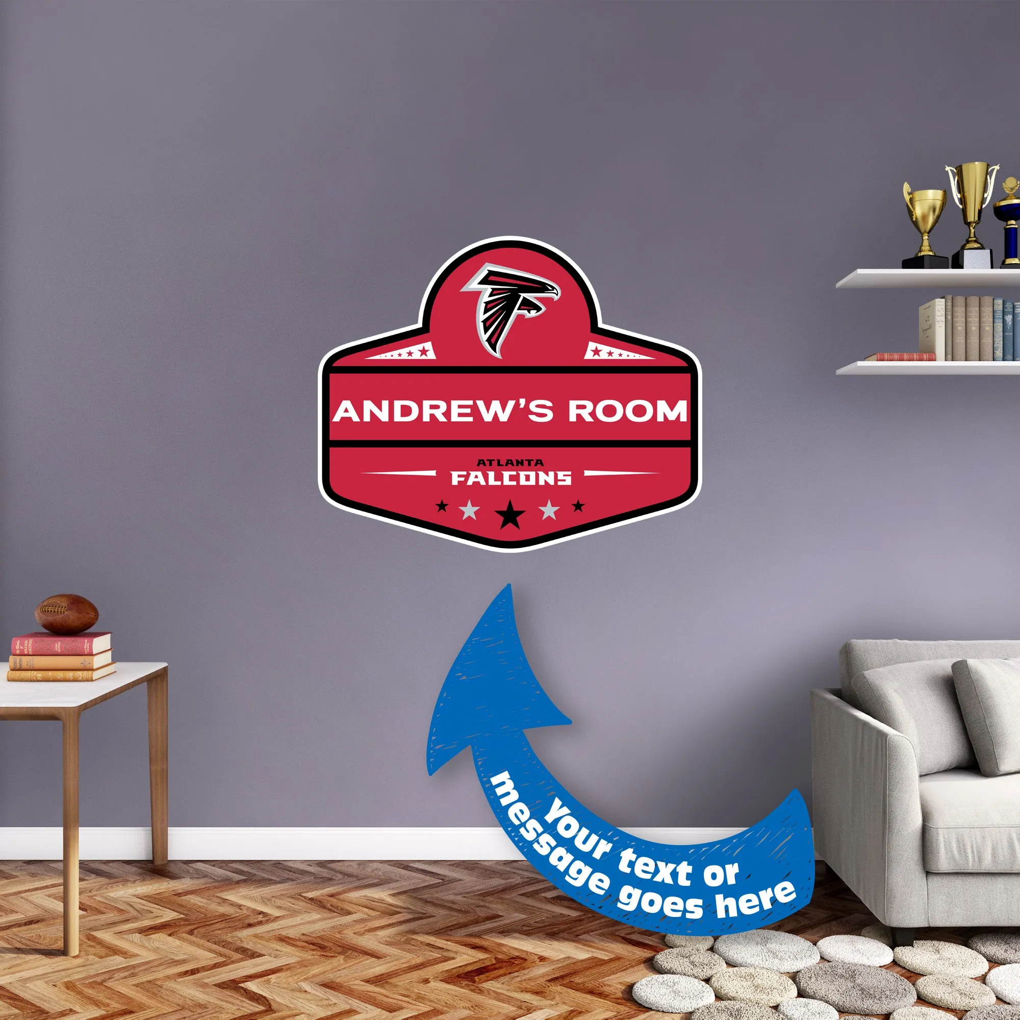 Atlanta Falcons:   Badge Personalized Name        - Officially Licensed NFL Removable     Adhesive Decal