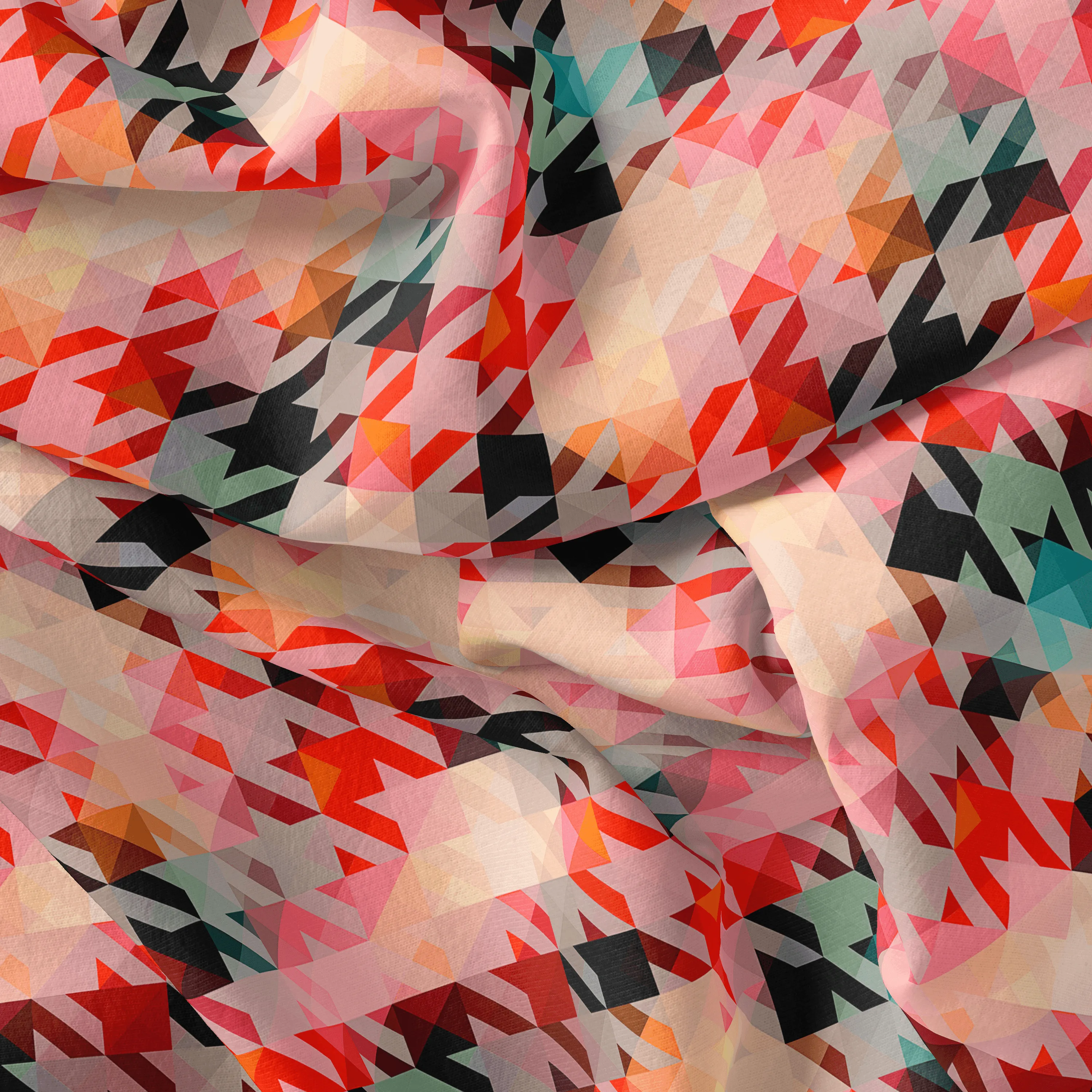 Attractive Multicolor Abstract Pattern Digital Printed Fabric - Silk Crepe