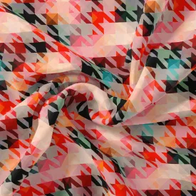 Attractive Multicolor Abstract Pattern Digital Printed Fabric - Silk Crepe