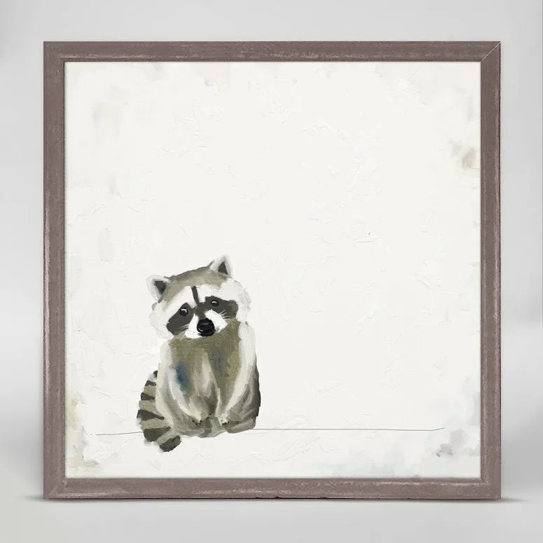 Baby Raccoon Kit Mini Framed Canvas
