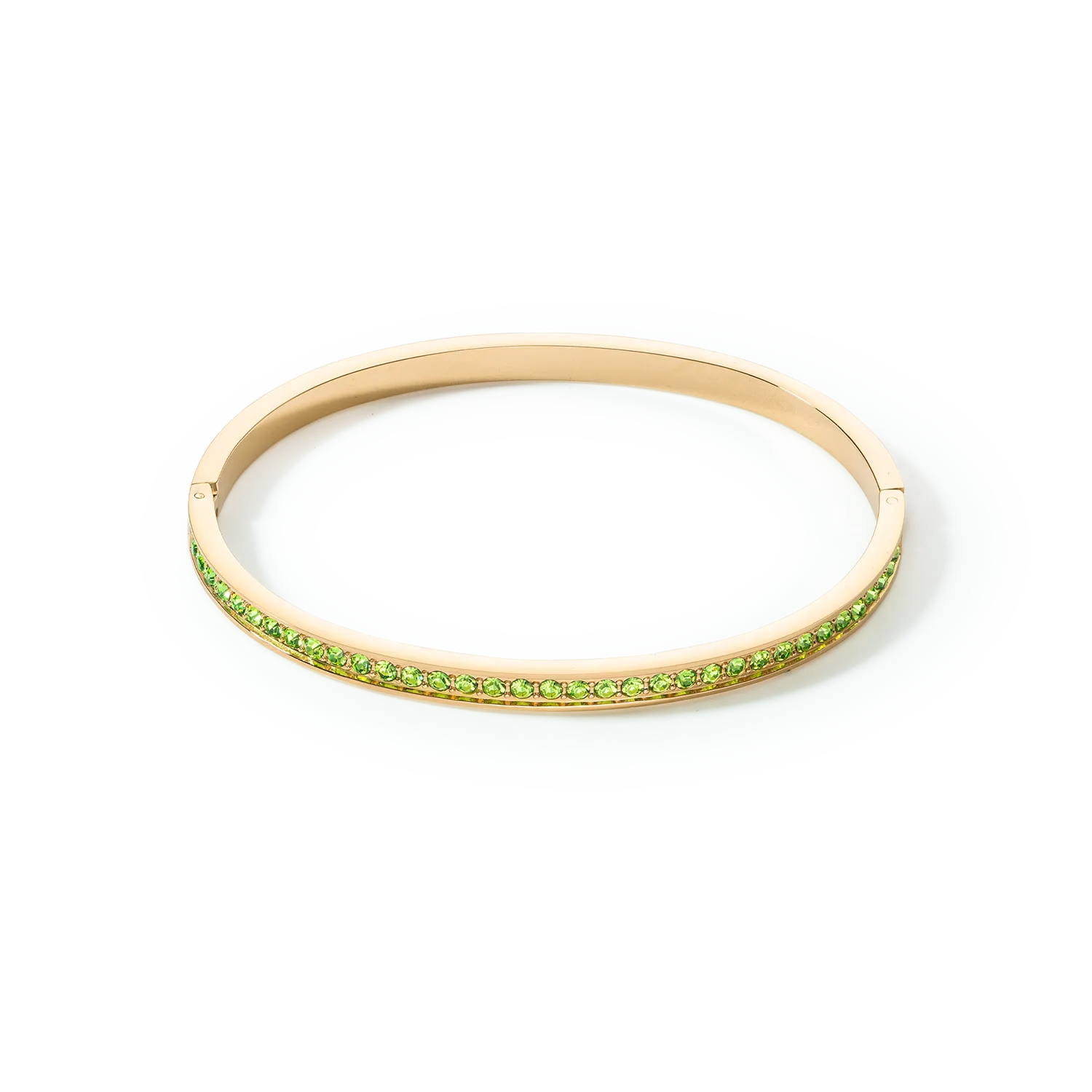 Bangle stainless steel & crystals gold green 19