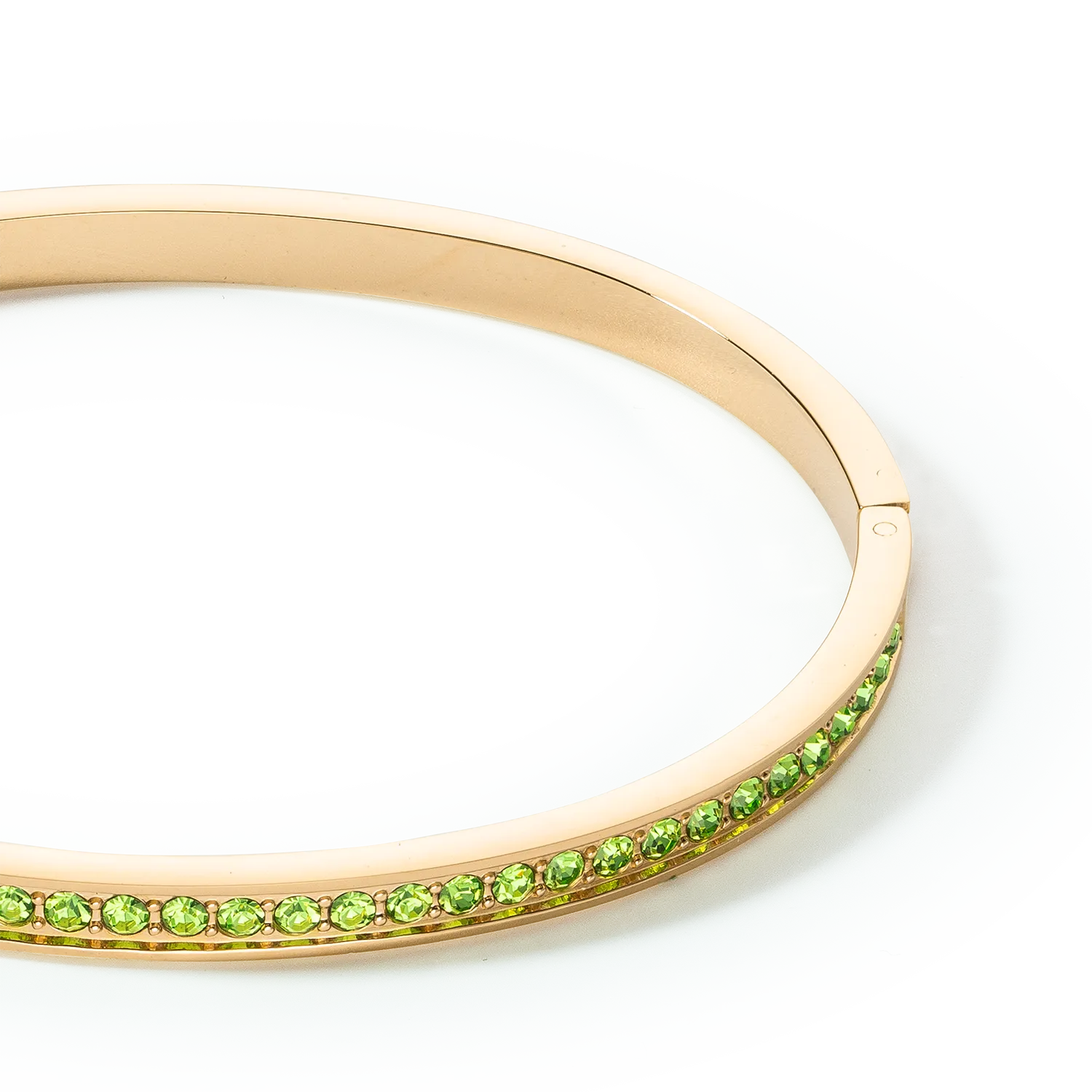 Bangle stainless steel & crystals gold green 19
