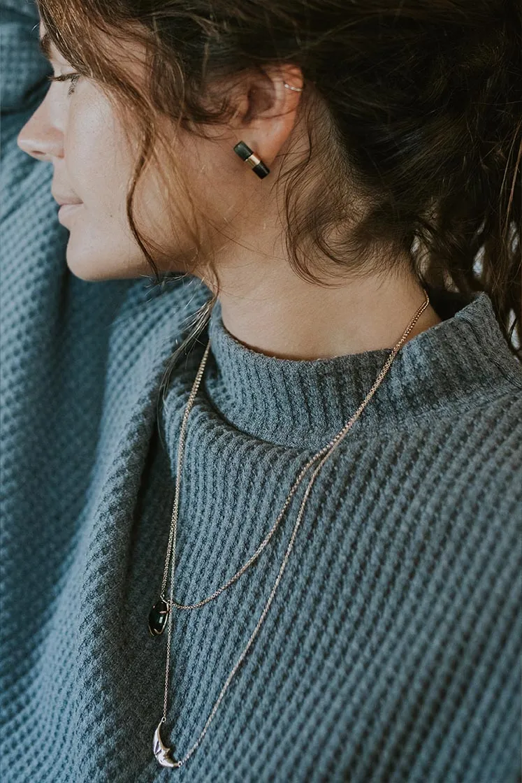 Barrel Crystal Studs - Blue Tourmaline - 14k