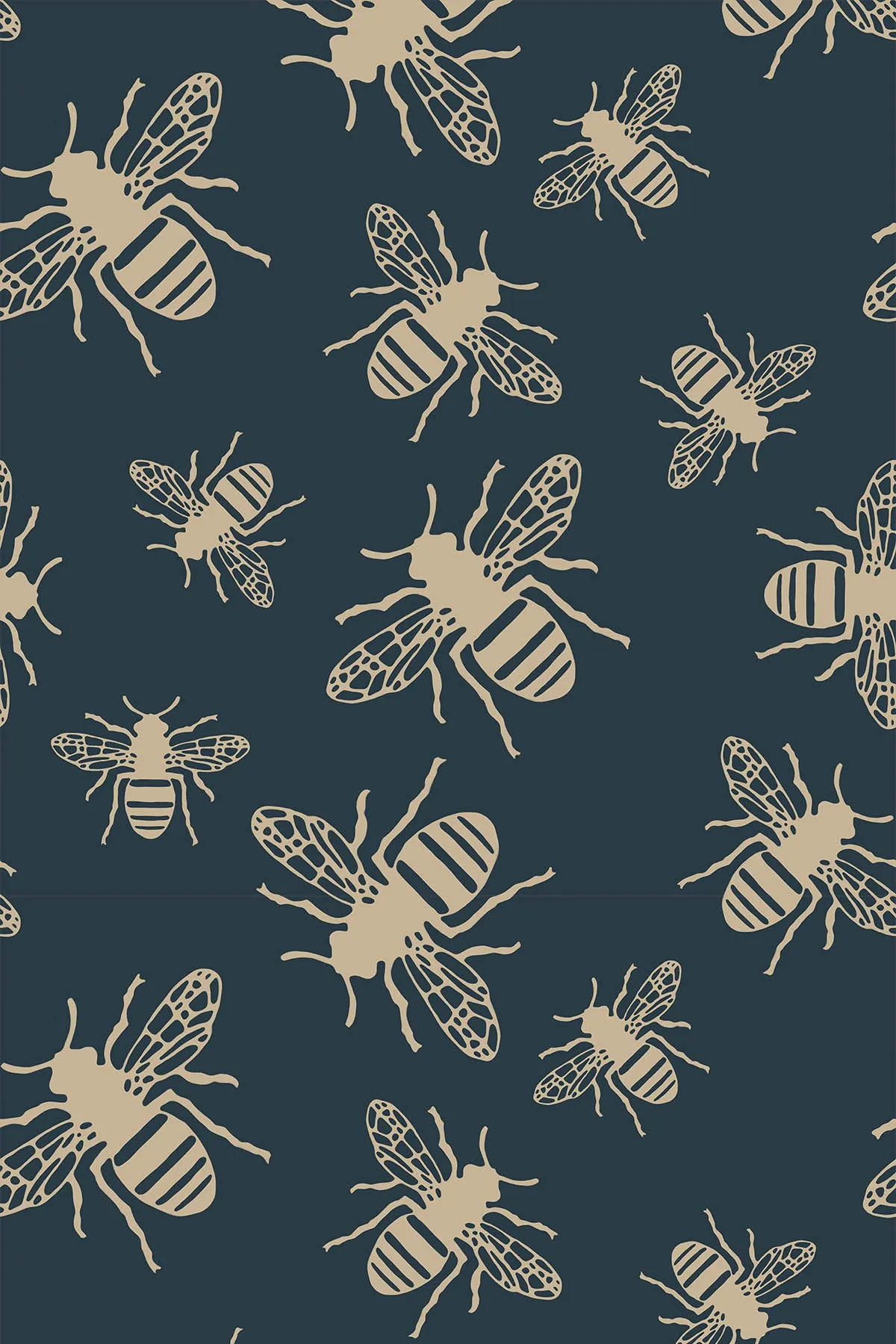 Bee Print Wallpaper (Royal Blue)