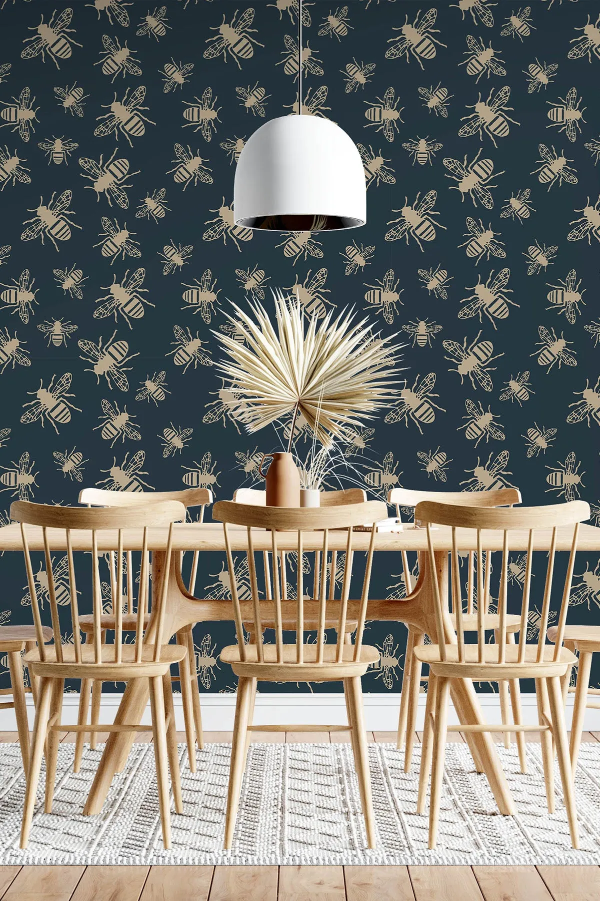 Bee Print Wallpaper (Royal Blue)