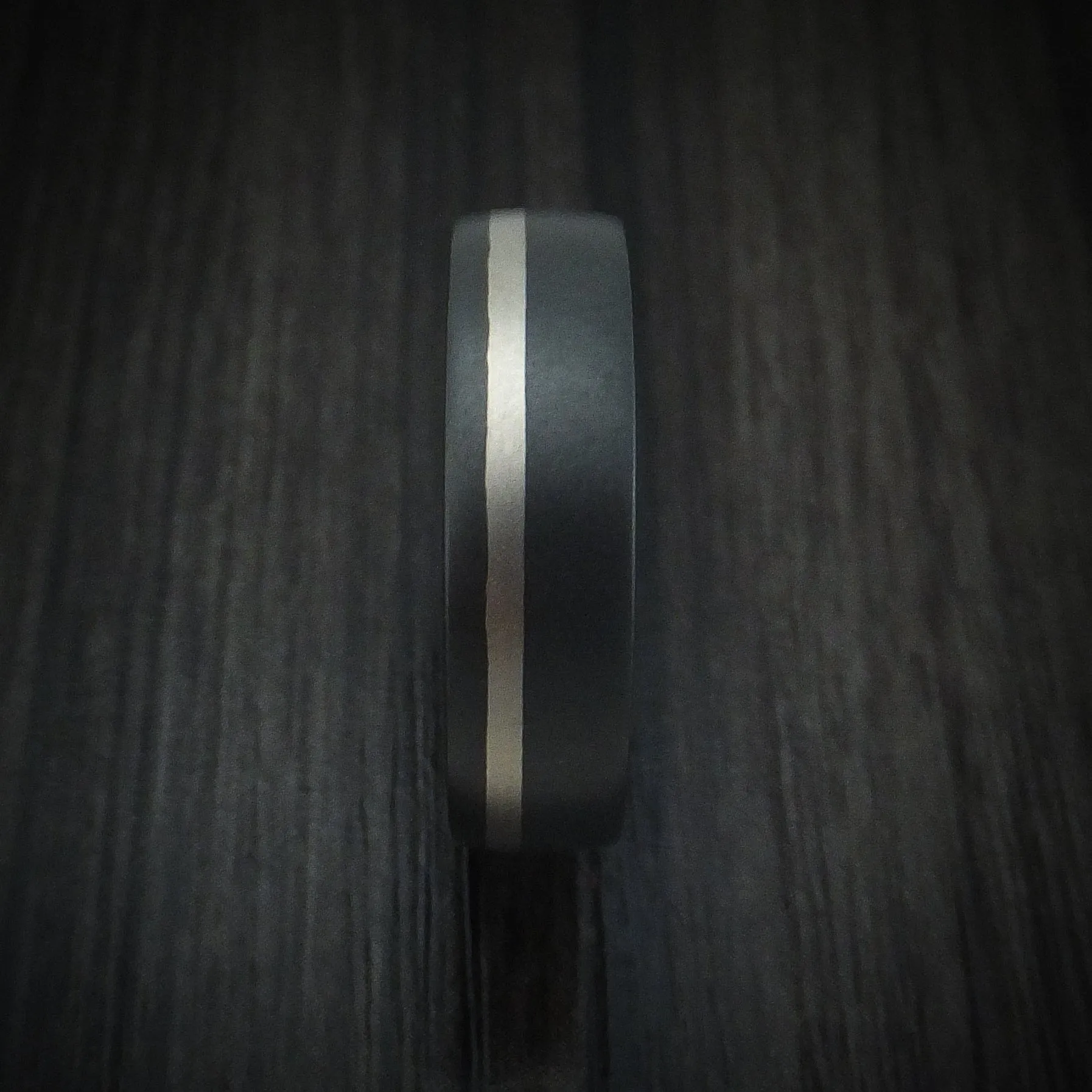 Black Zirconium and Platinum Men's Ring with Wood Sleeve Custom Made Band