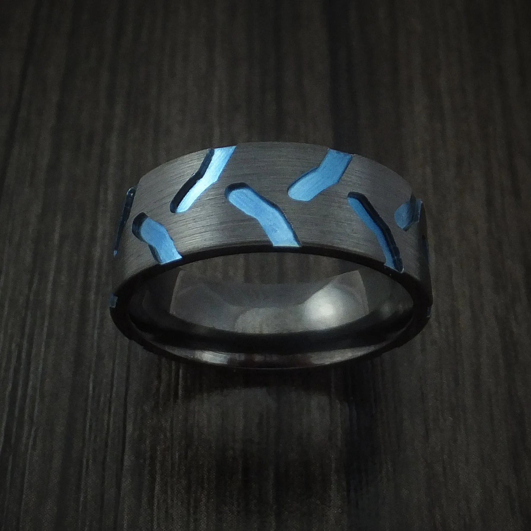 Black Zirconium Anodized Tractor Tire Tread Men's Ring Custom Made Band