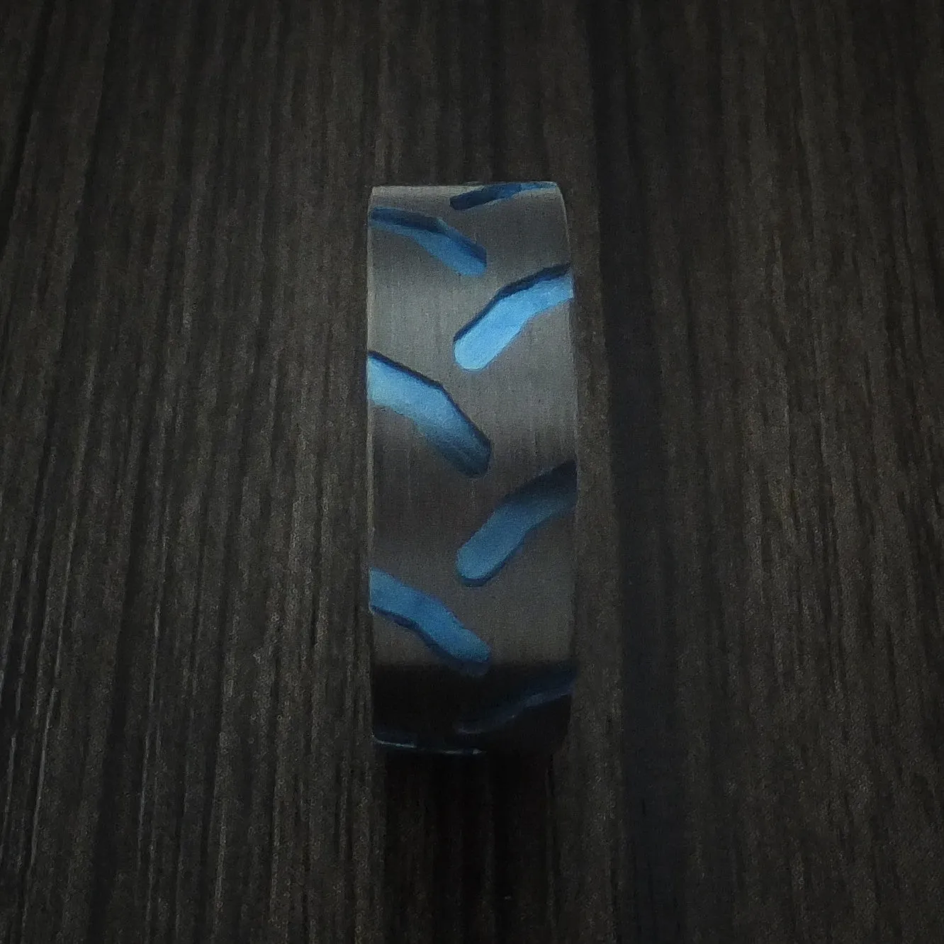 Black Zirconium Anodized Tractor Tire Tread Men's Ring Custom Made Band