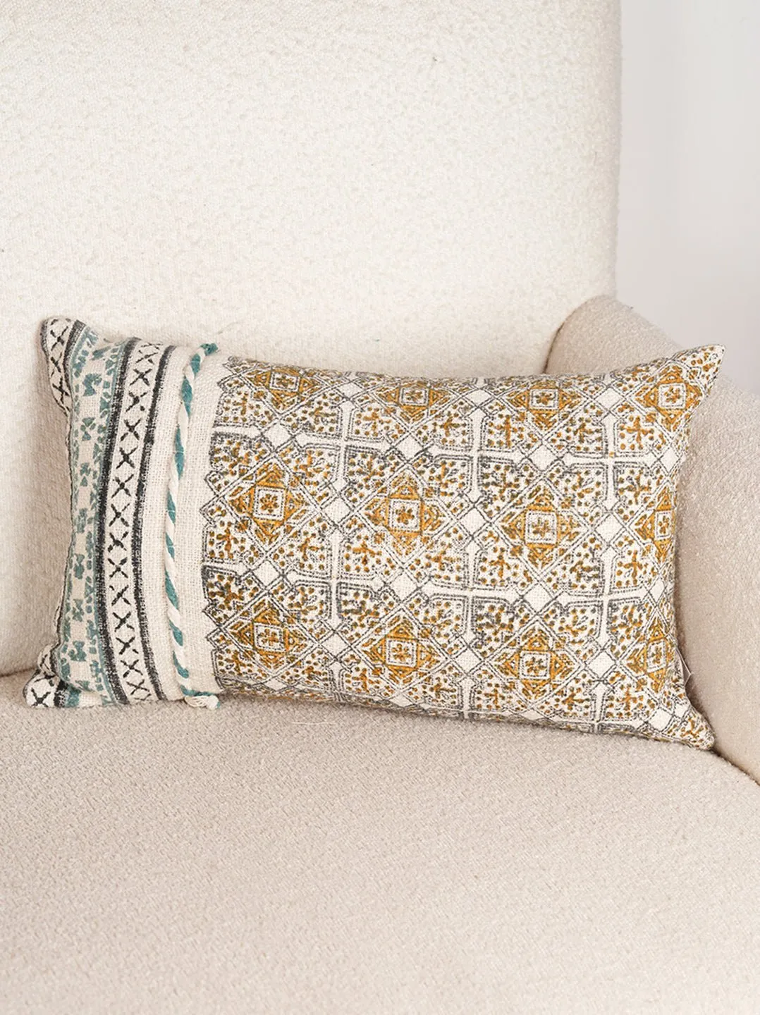 BLISS - BLOCK PRINTED LUMBAR CUSHION COVER