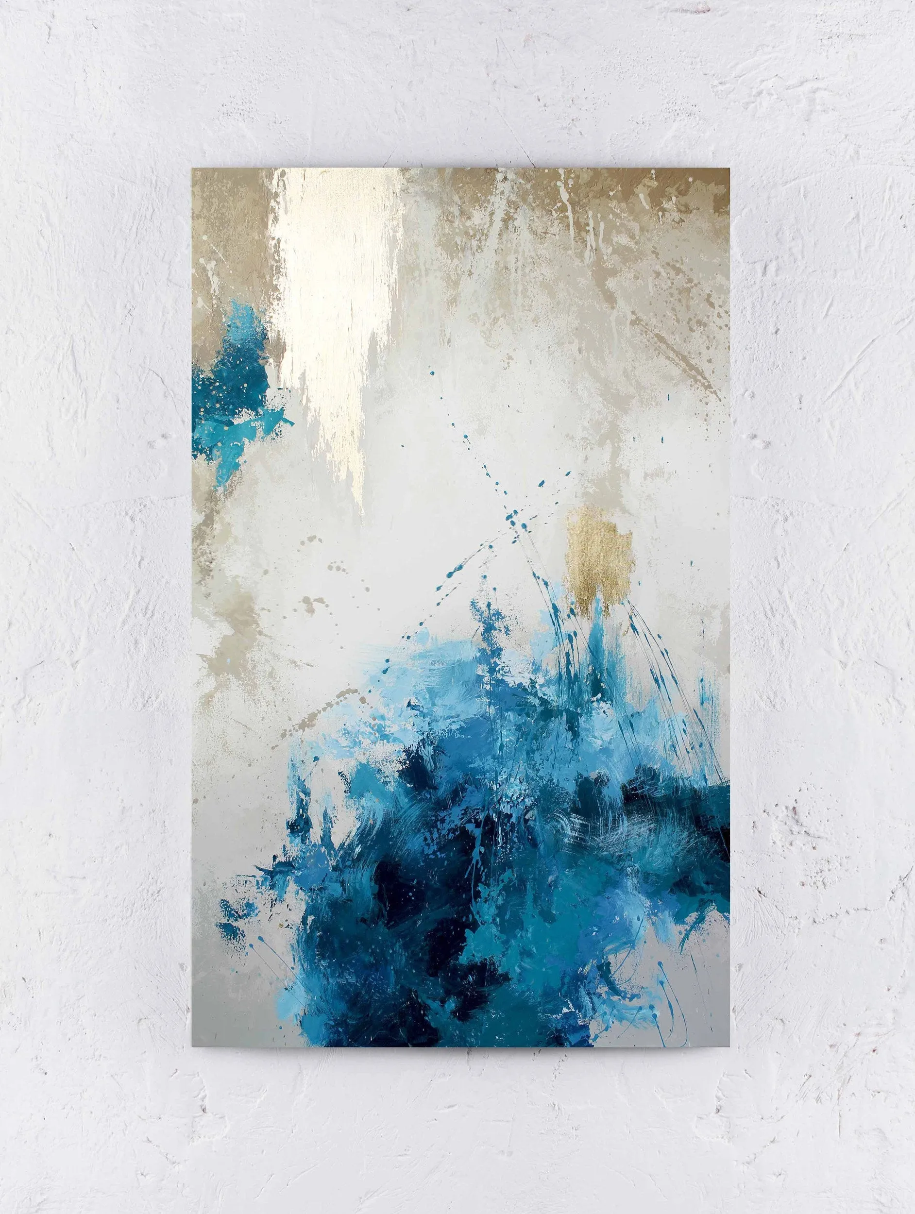 Blue Gold Gray Beige Brown Painting Canvas Living Room Home Wall Decor