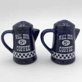 Blue Speckled 5 Cent Coffee Salt and Pepper Shakers