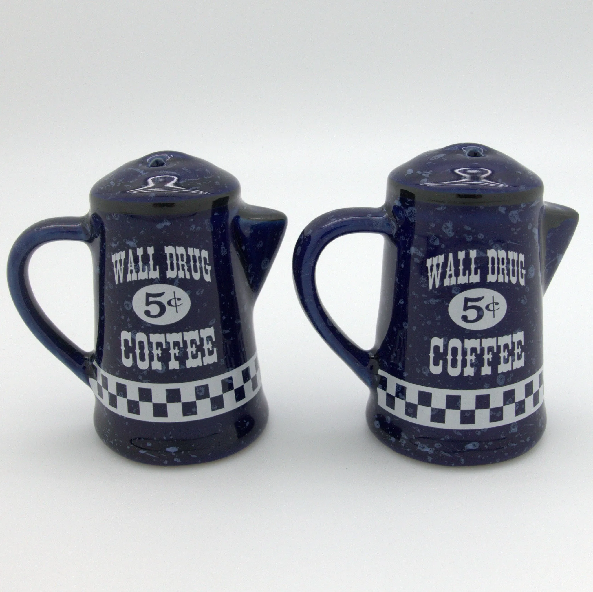 Blue Speckled 5 Cent Coffee Salt and Pepper Shakers