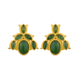 Bluebell Stud Earrings - Green Strawberry Quartz