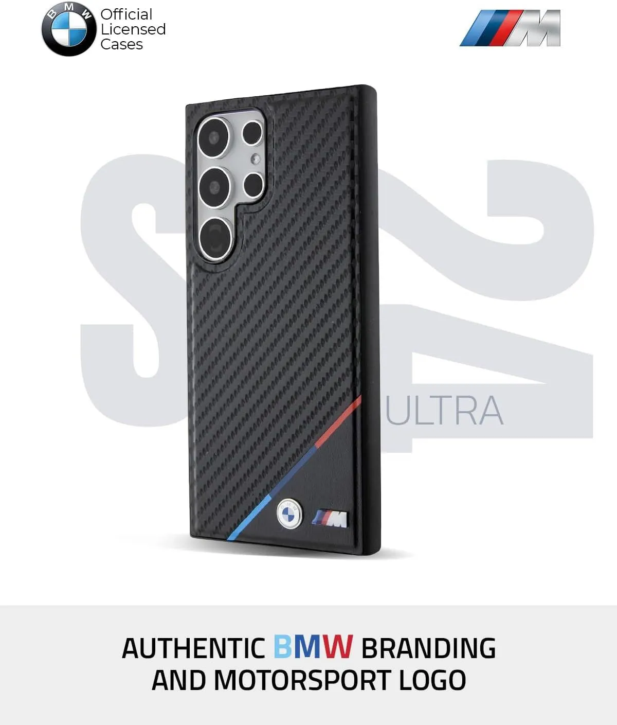 BMW Carbon Tricolor with MagSafe Case for Samsung Galaxy S24 Ultra 6.8" Black - BMHMS24L23PUDTK