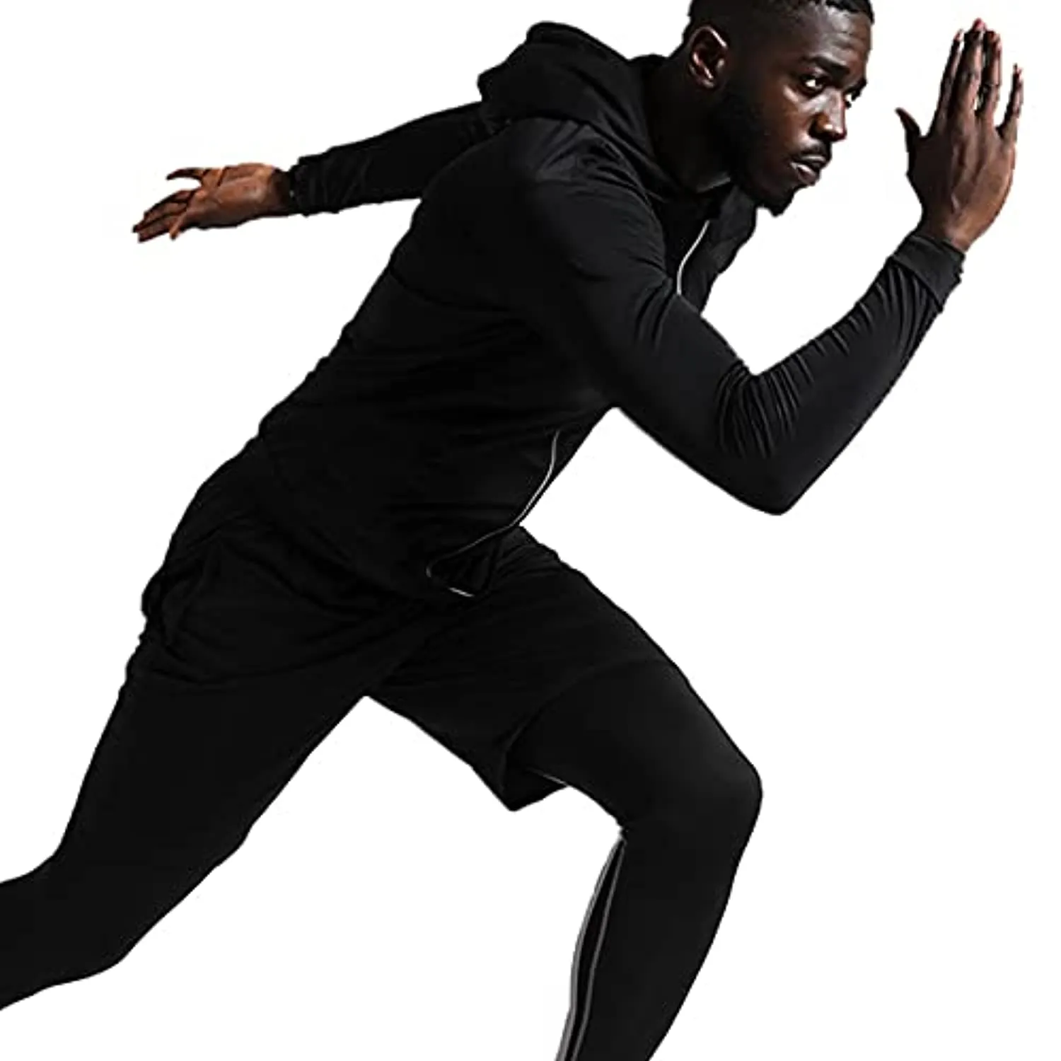BUYJYA 5Pcs Men's Compression Pants Shirt Top Long Sleeve Jacket Athletic Sets Gym Clothing Mens Workout Valentines Day Gift