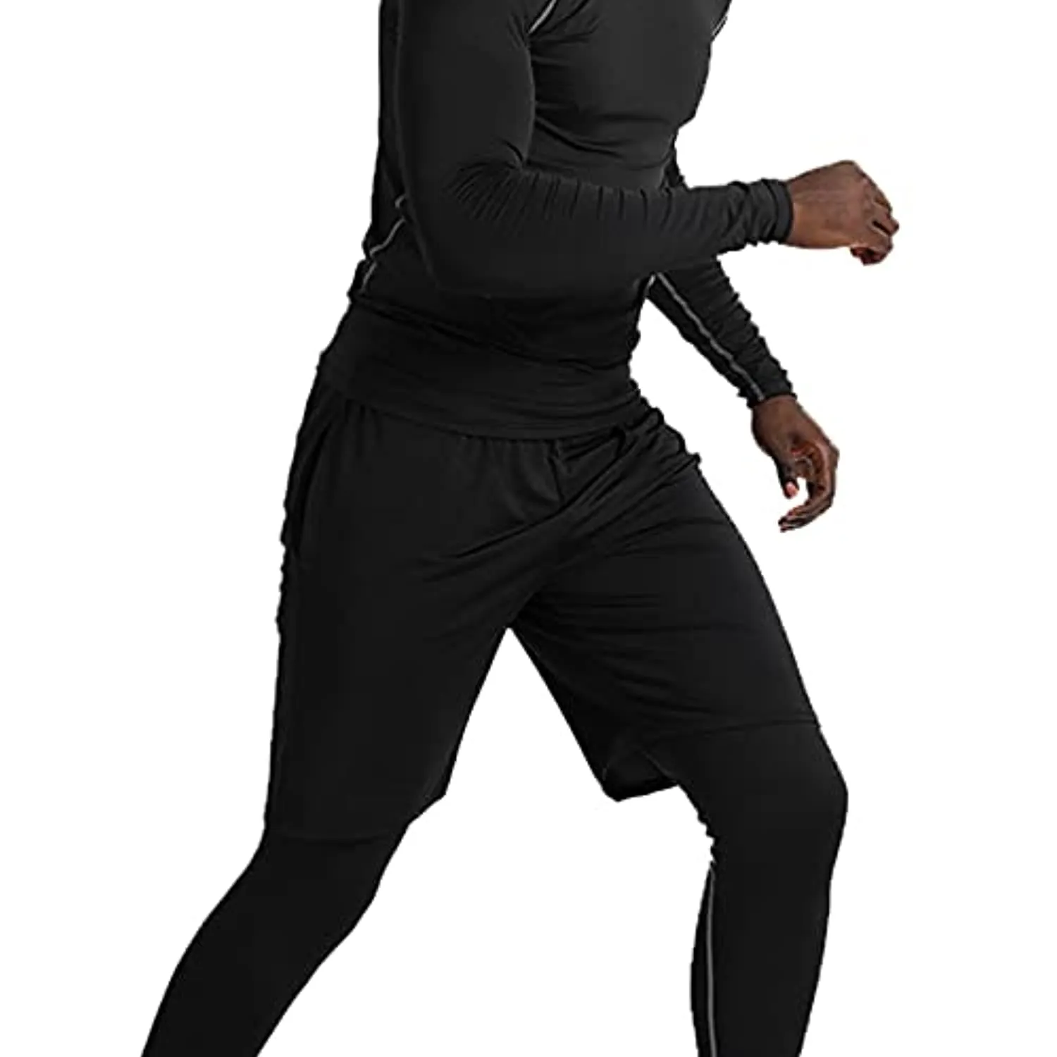 BUYJYA 5Pcs Men's Compression Pants Shirt Top Long Sleeve Jacket Athletic Sets Gym Clothing Mens Workout Valentines Day Gift