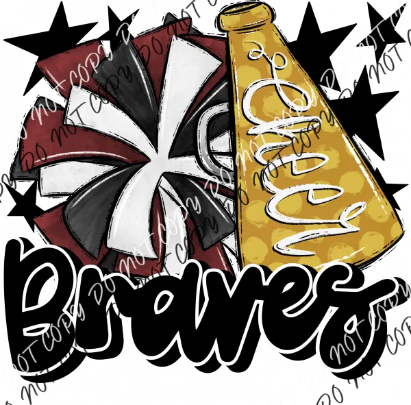 Cheer Mascot Braves Garnet and Gold DTF Transfer
